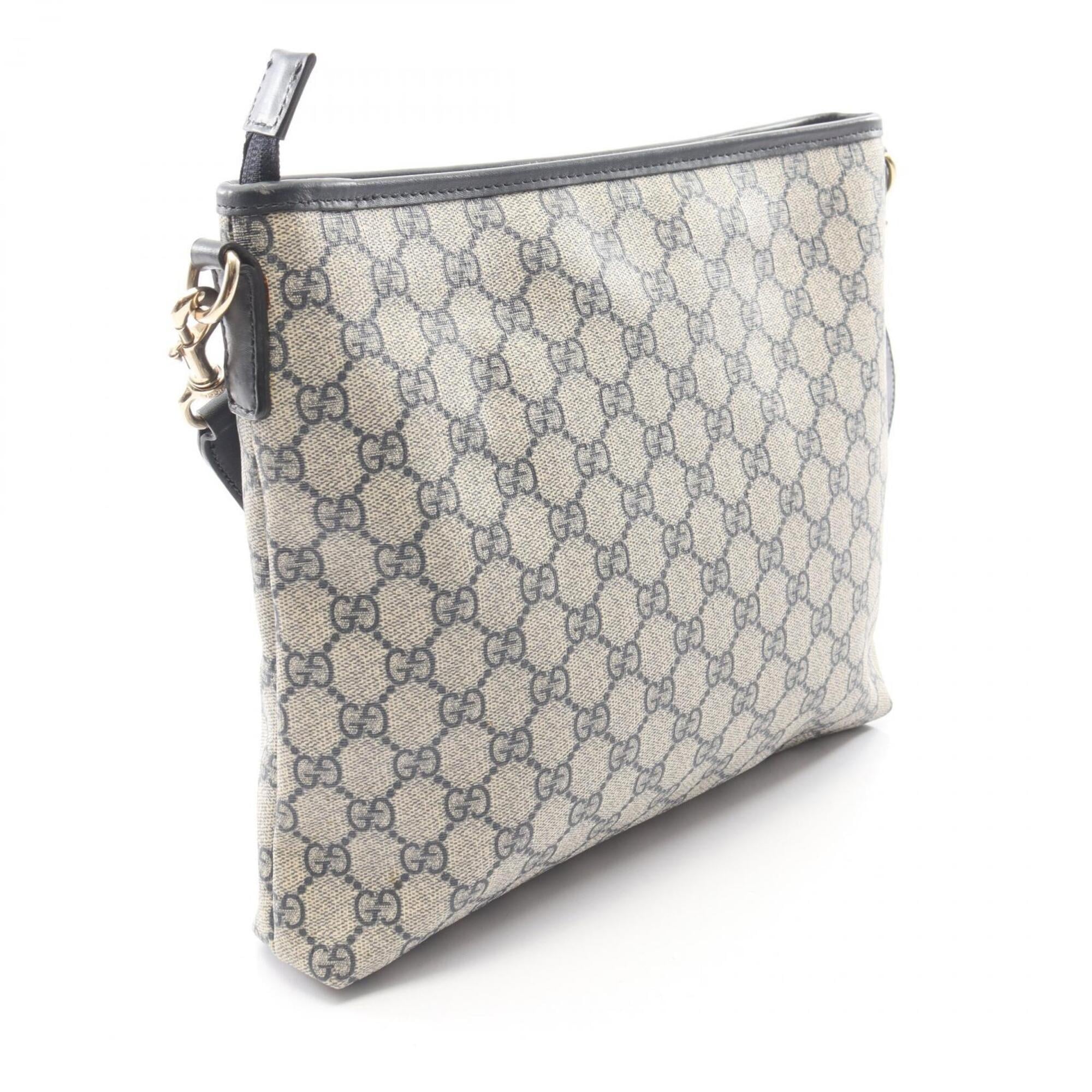 Gucci Beige Navy Pvc Leather Handbag Shoulder Bag (Pre-Owned)