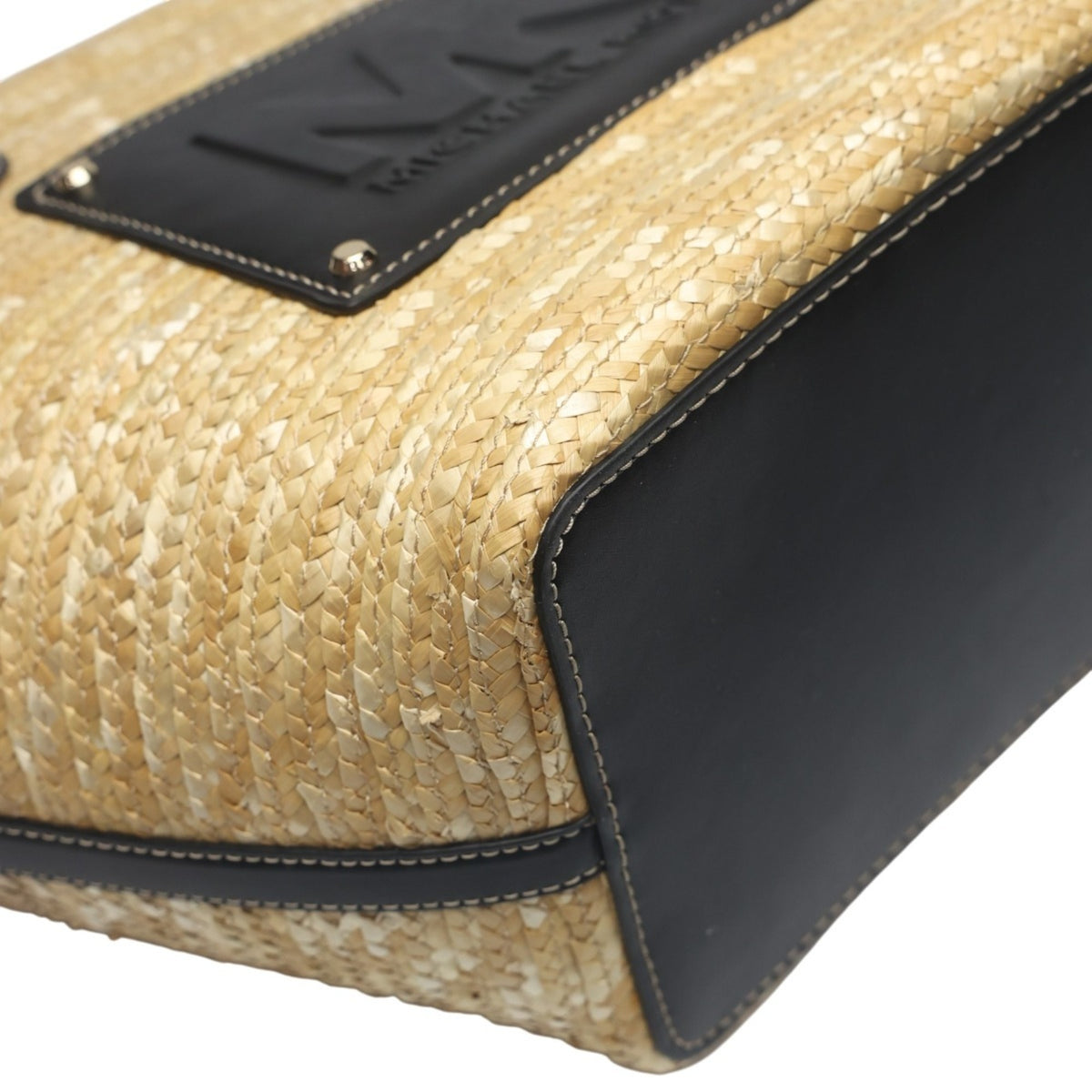 Michael Kors Black Ivory Canvas Leather Handbag (Pre-Owned)