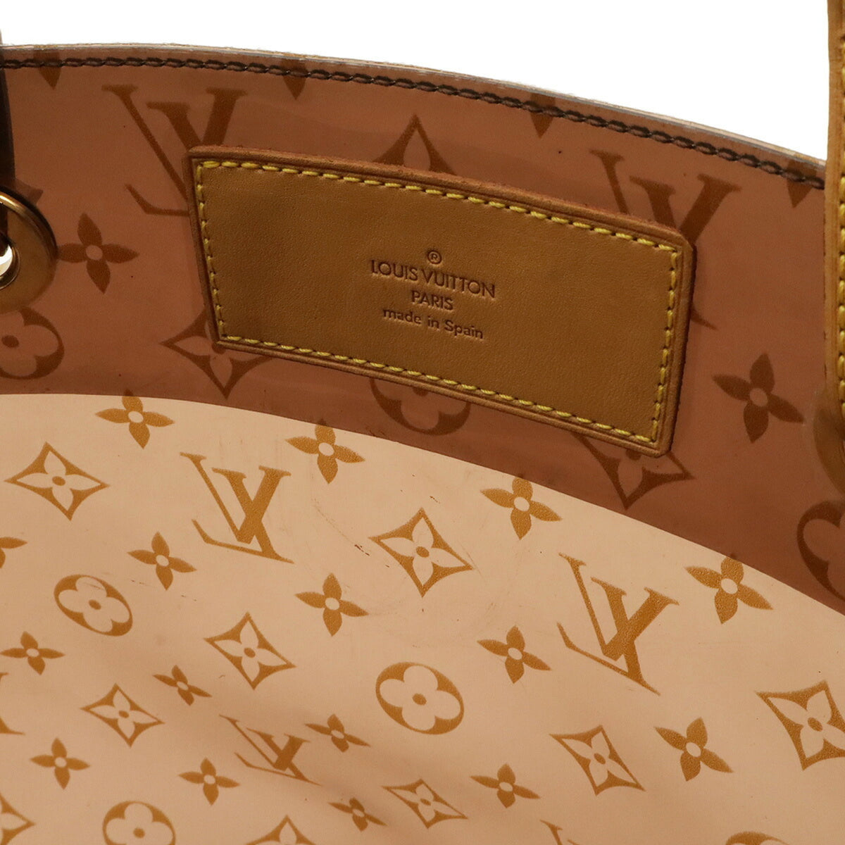 Louis Vuitton Brown Clear Leather Vinyl Beach Bag Handbag Pouch Shoulder Bag Tote Bag (Pre-Owned)