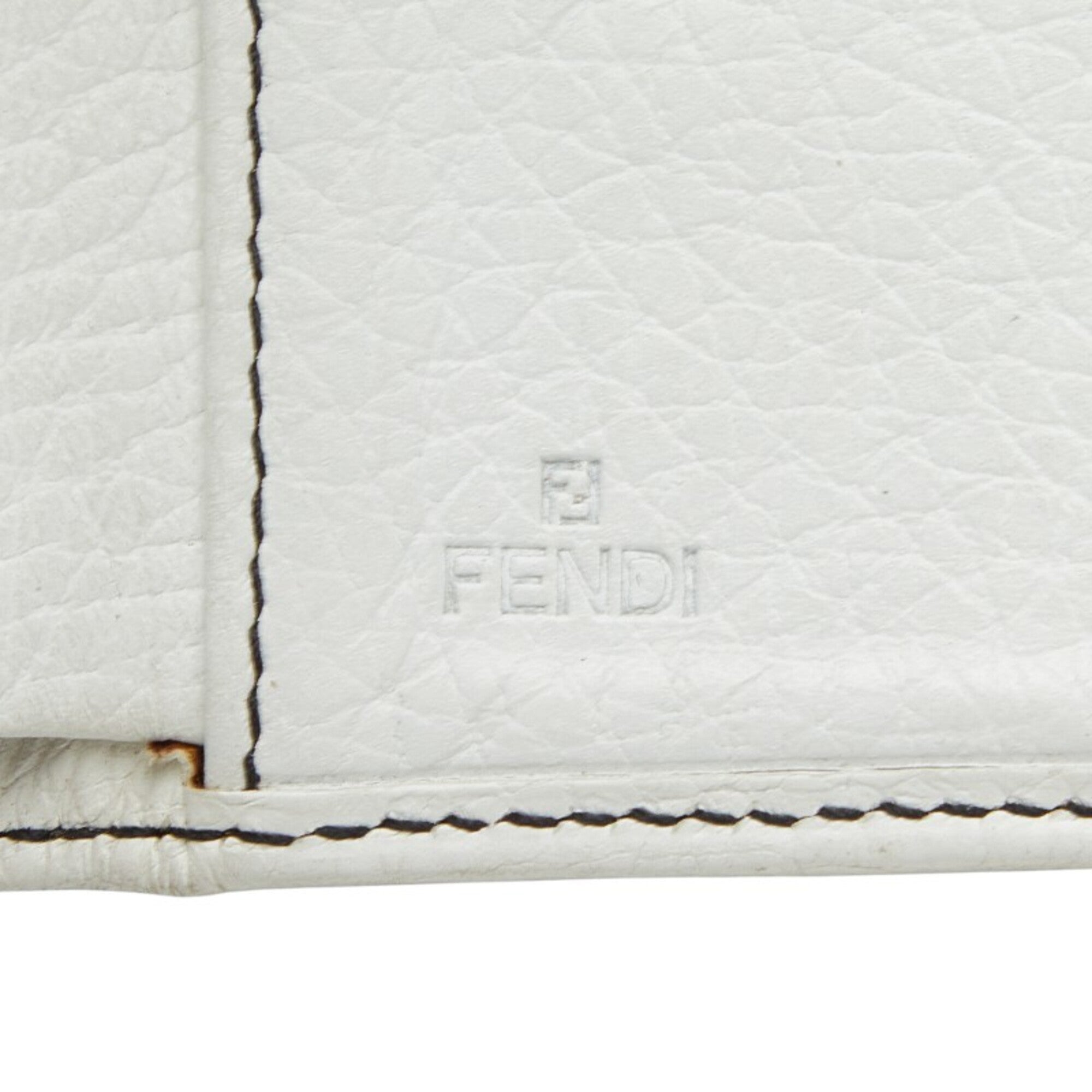 Fendi Brown White Canvas Leather Wallet (Tri-Fold) (Pre-Owned)