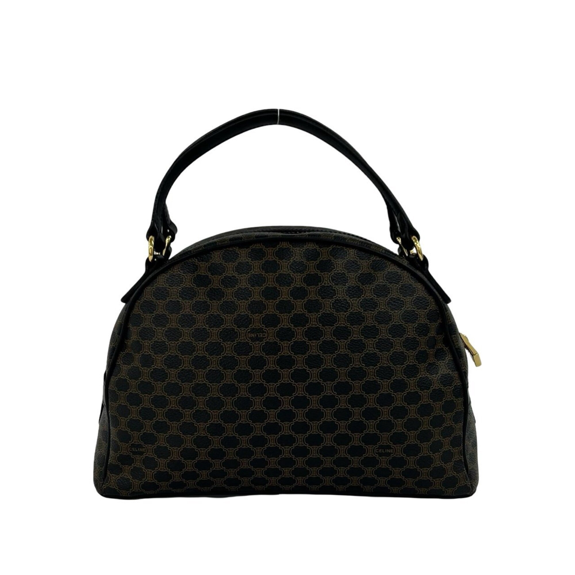 Celine Black Brown Leather Pvc Boston Bag Handbag (Pre-Owned)