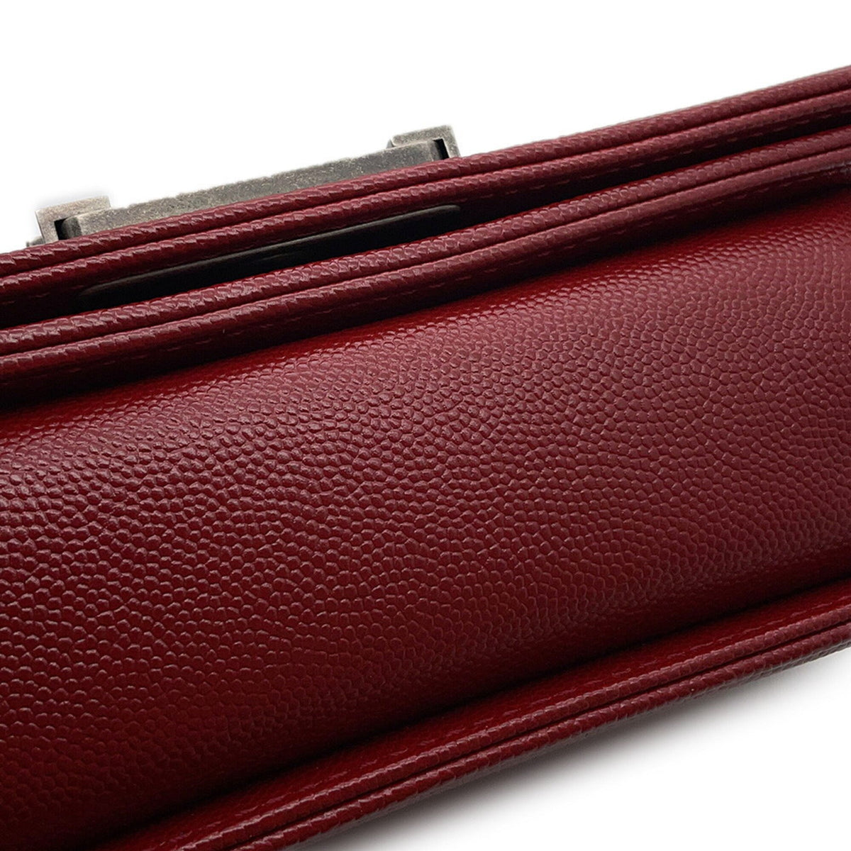 Chanel Boy Chanel Red Color Grained Calfskin Handbag Shoulder Bag (Pre-Owned)