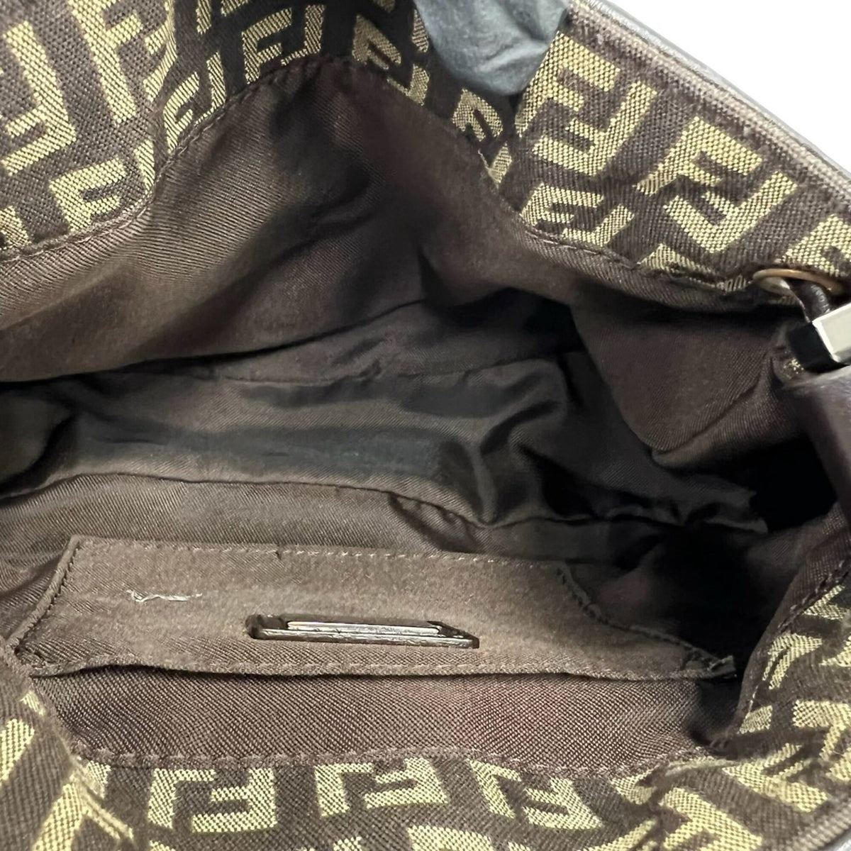 Fendi Beige Brown Canvas Leather Handbag Shoulder Bag (Pre-Owned)