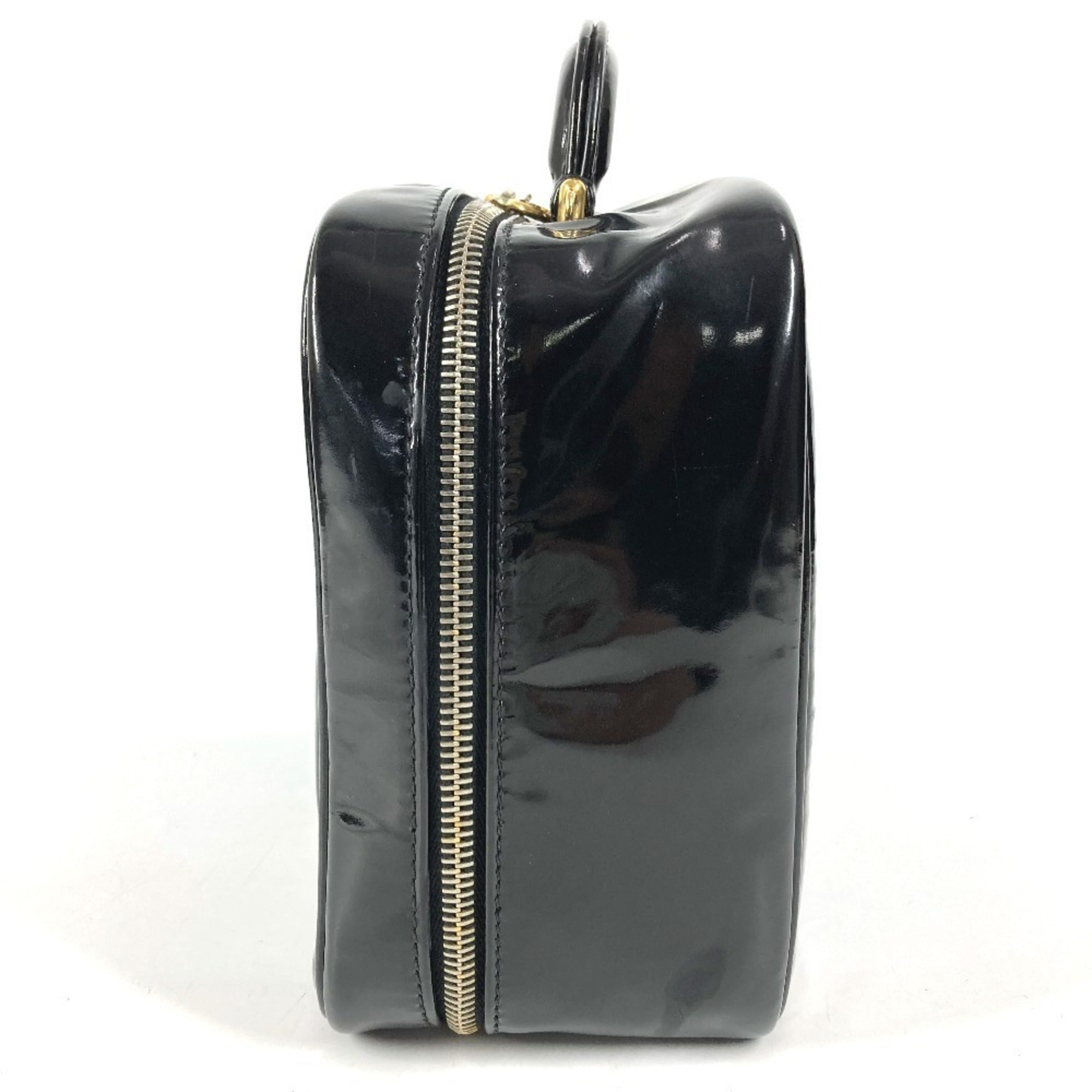 Chanel Black Leather Handbag Shoulder Bag Vanity Bag (Pre-Owned)
