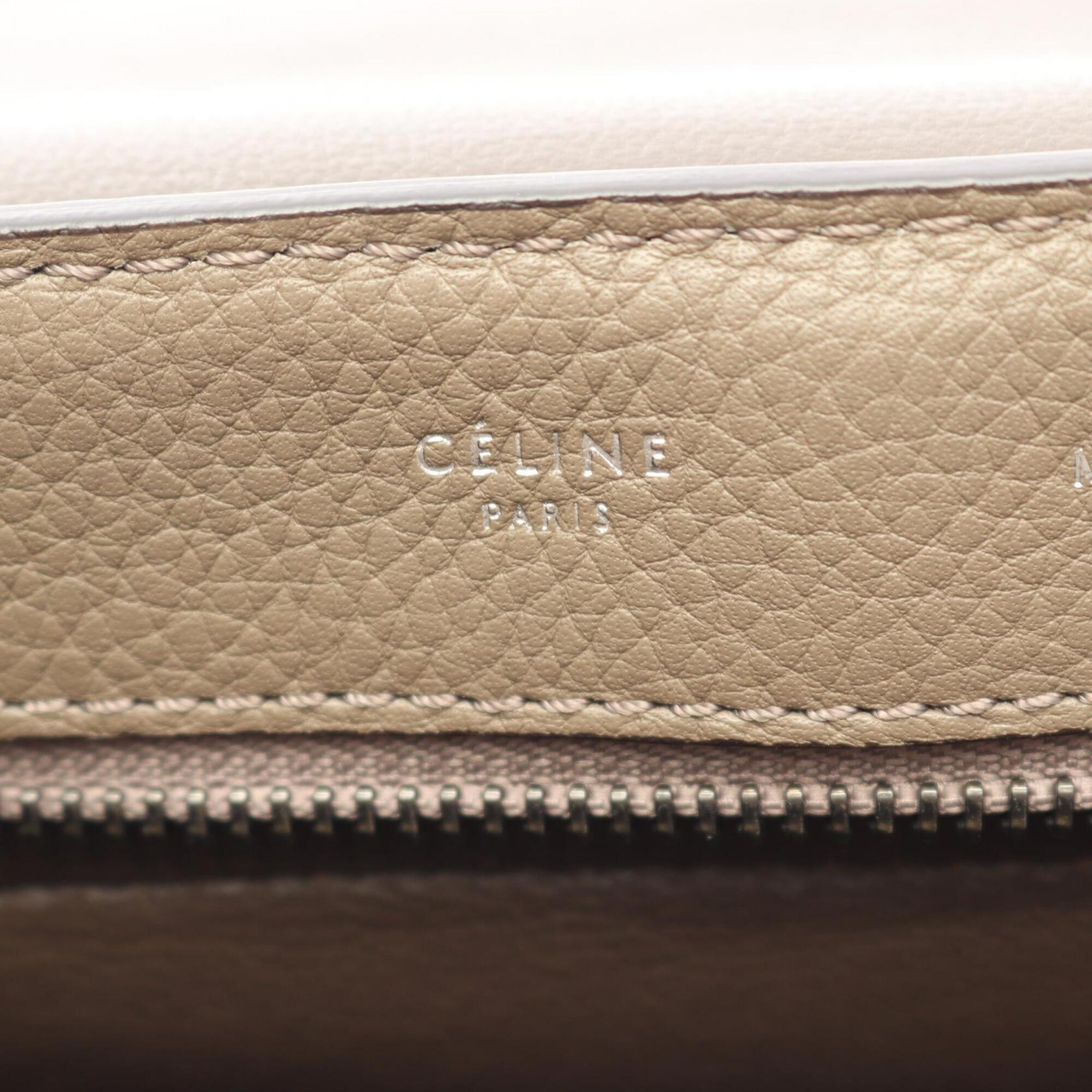 Celine Beige Gray Leather Handbag (Pre-Owned)