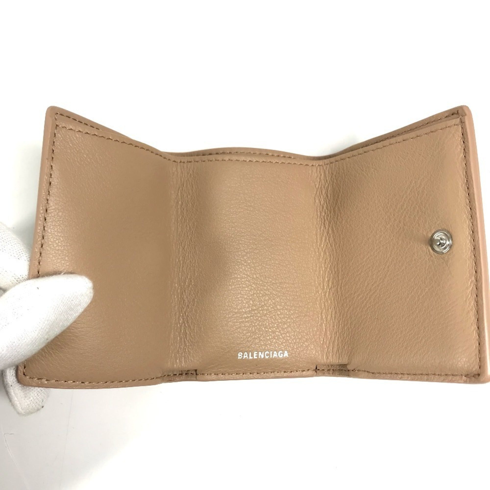 Balenciaga Beige Leather Wallet (Tri-Fold) (Pre-Owned)