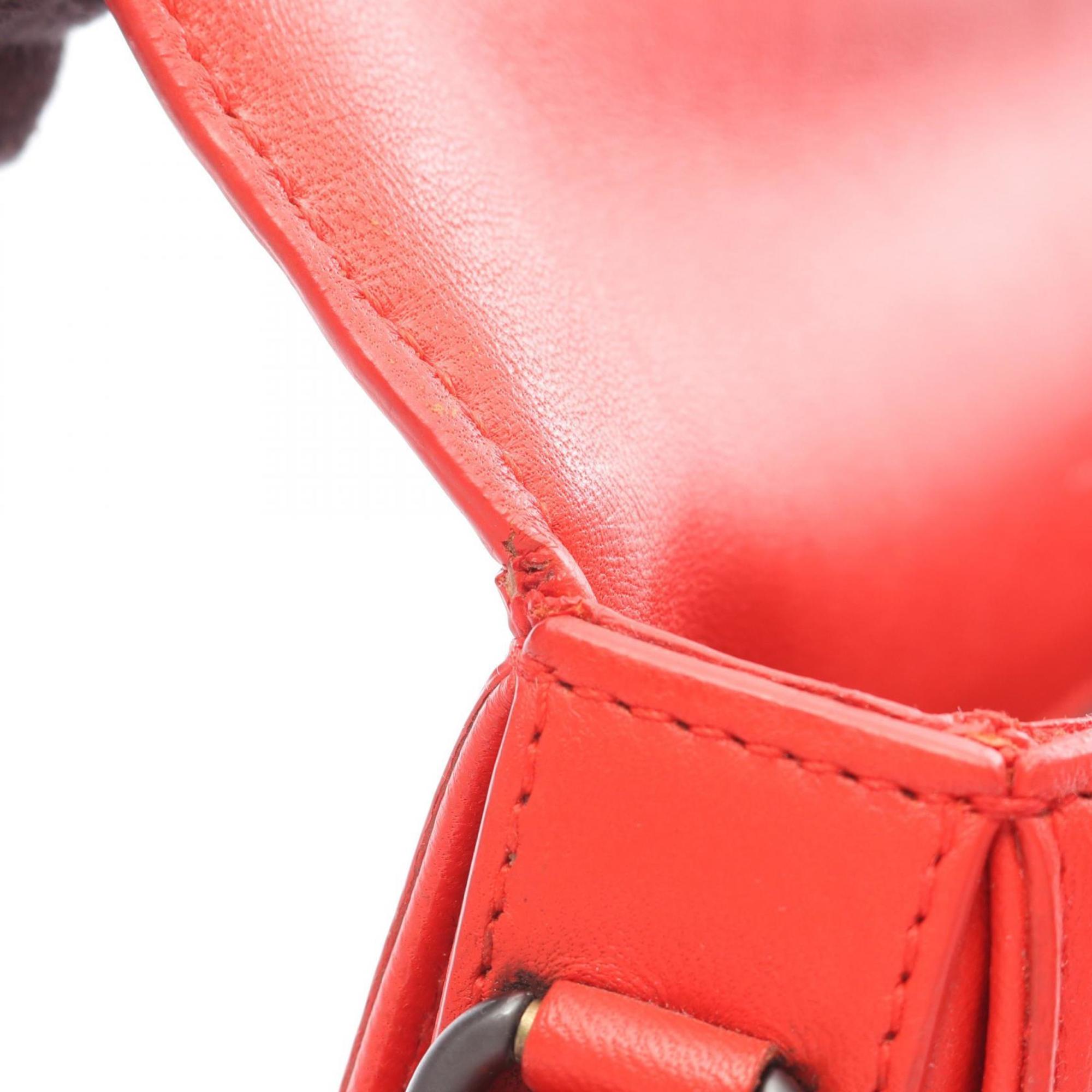 Bottega Veneta Red Color Leather Shoulder Bag (Pre-Owned)
