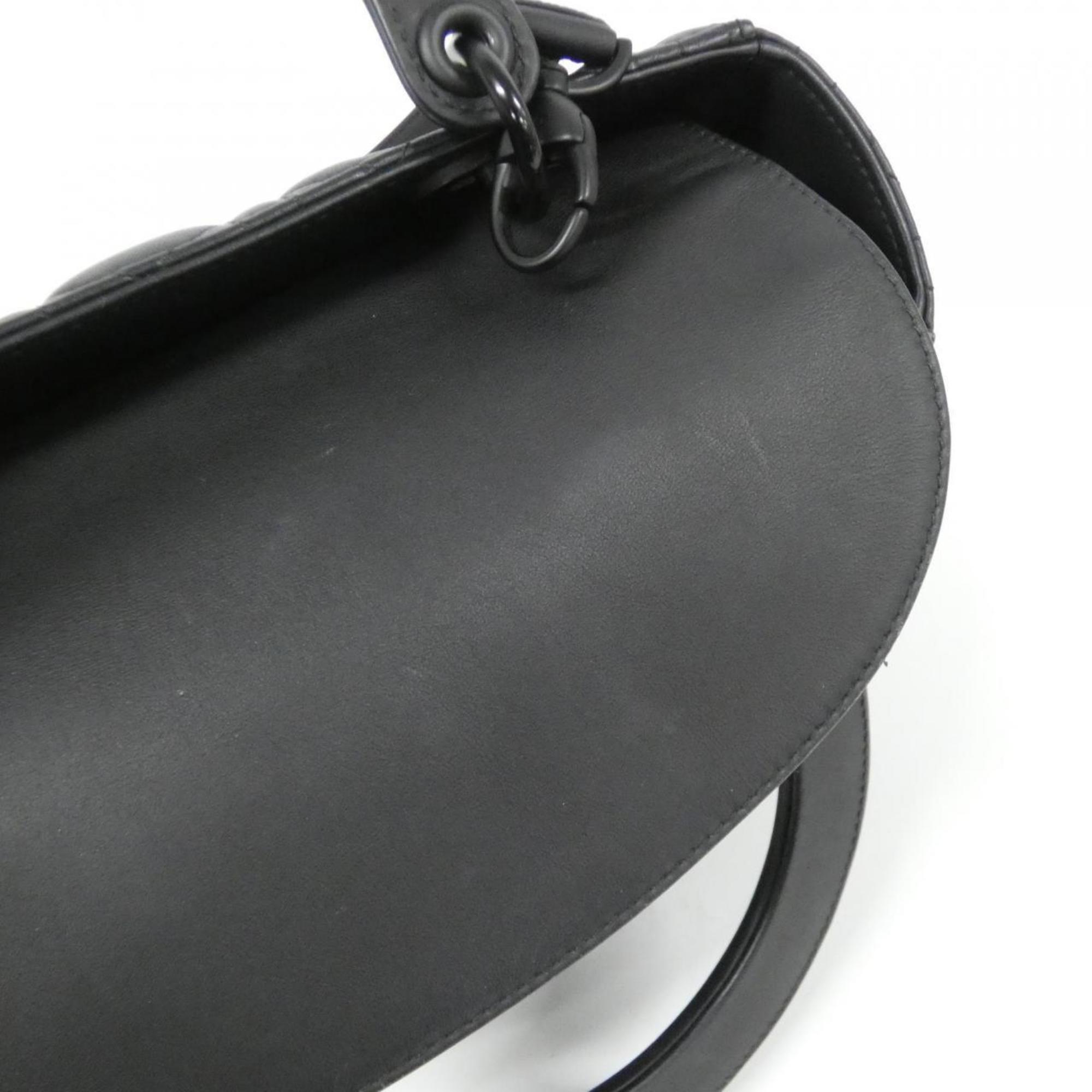 Christian Dior Lady Dior Black Leather Handbag (Pre-Owned)