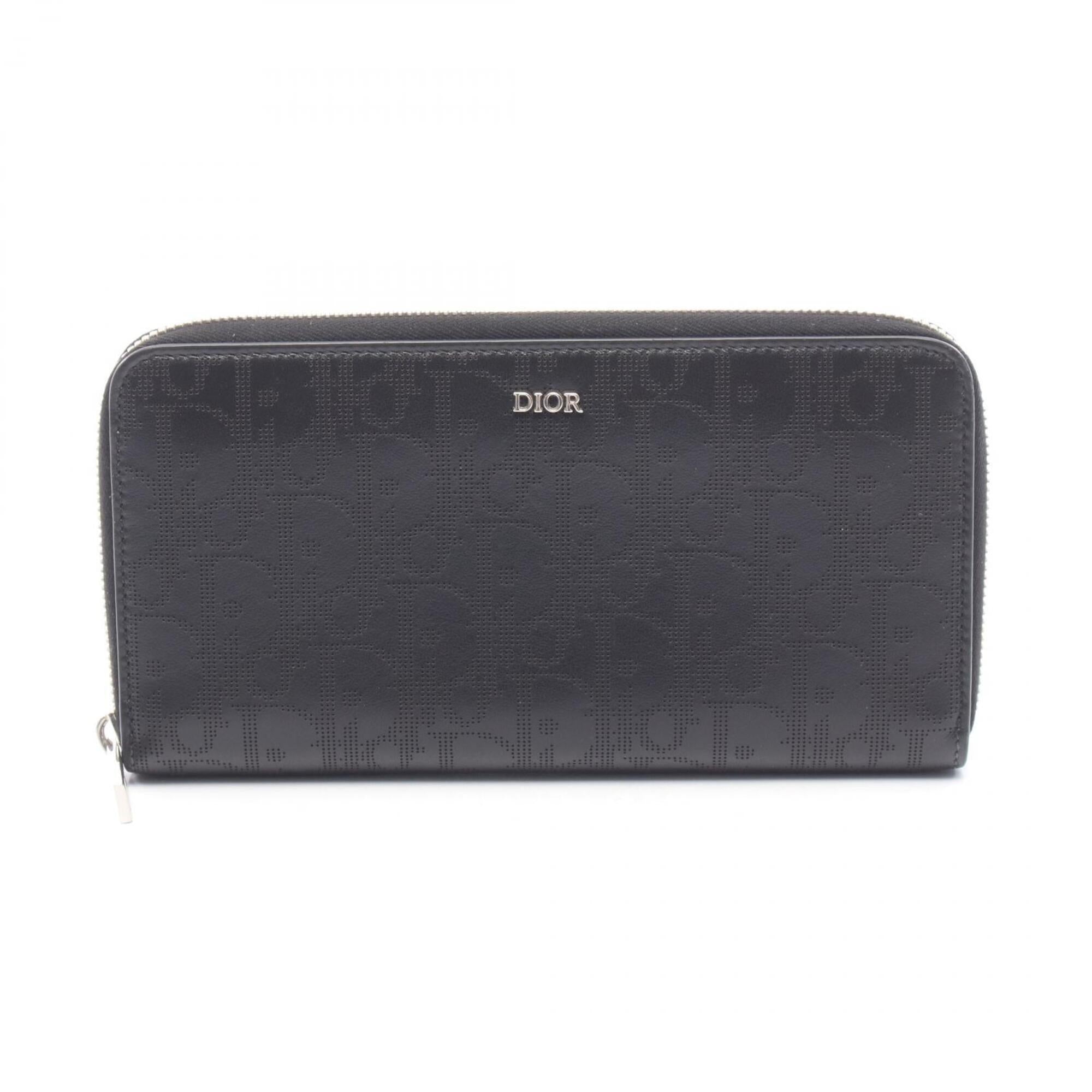 Christian Dior Black Leather Long Wallet (Bi-Fold) (Pre-Owned)