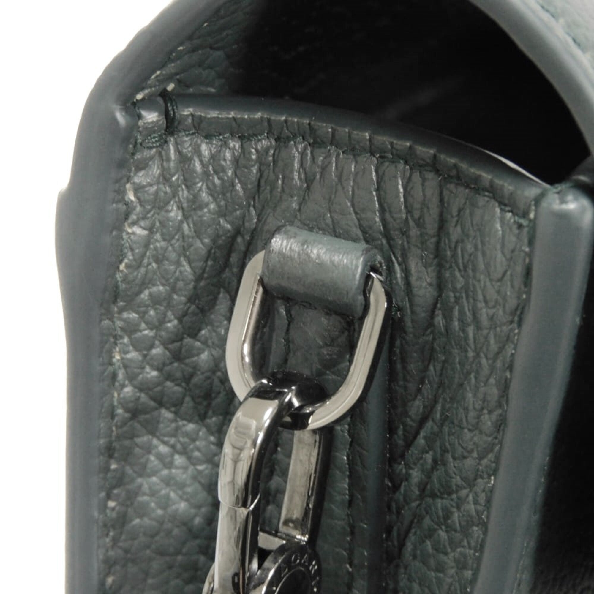 Bvlgari Dark Khaki Leather Pochette Shoulder Bag (Pre-Owned)