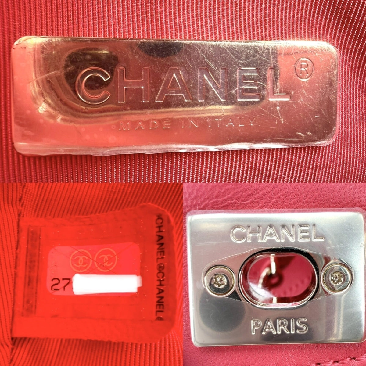 Chanel Matelasse Red Color Leather Handbag Shoulder Bag (Pre-Owned)