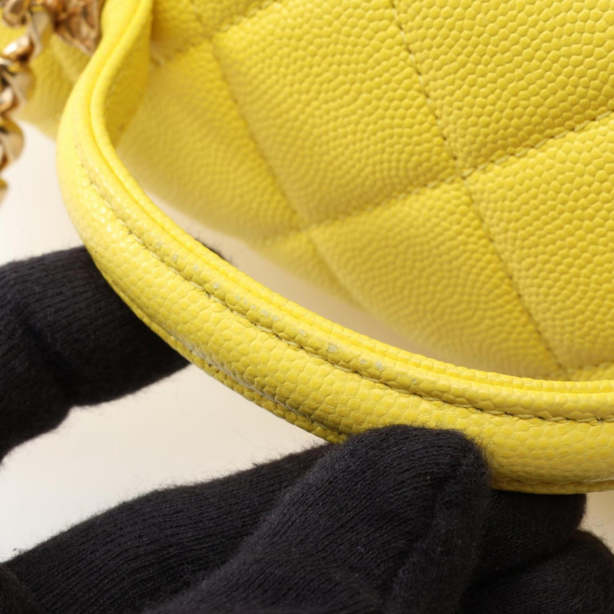 Chanel Yellow Grained Calfskin Handbag Shoulder Bag Vanity Bag (Pre-Owned)