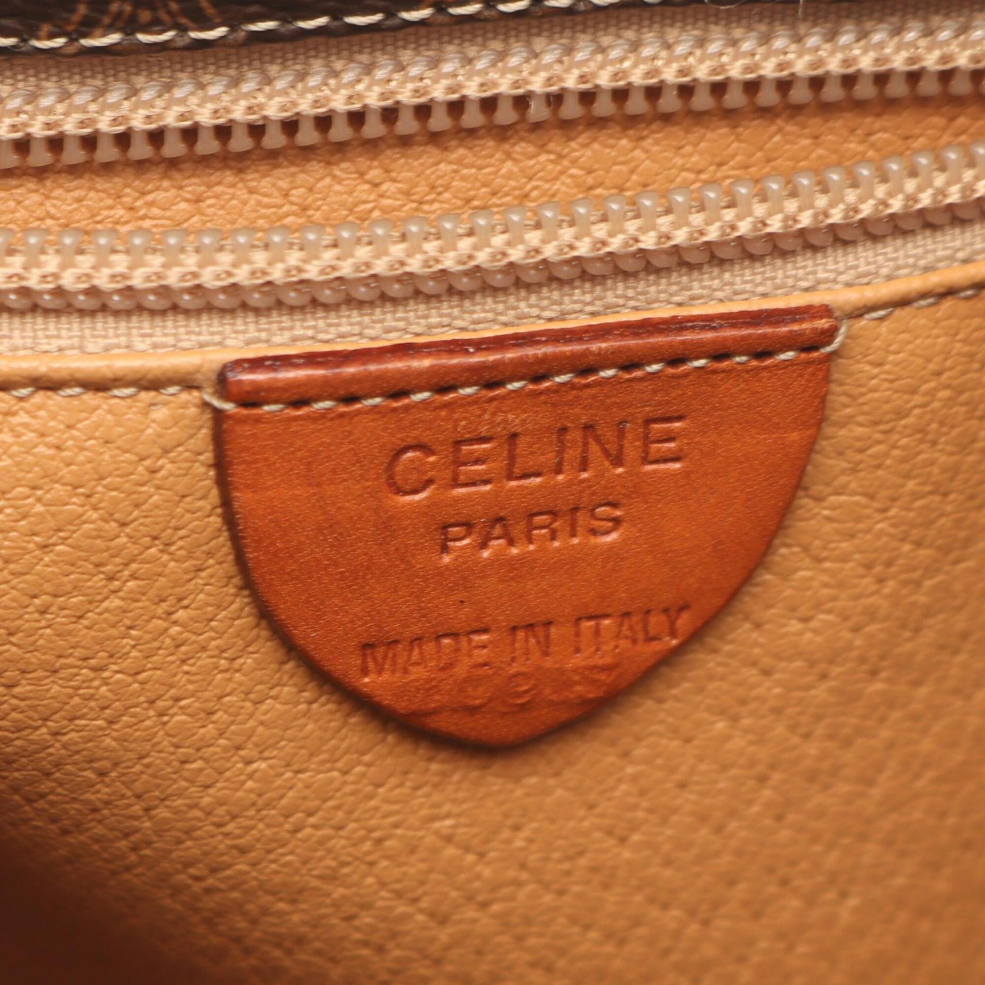 Celine Macadam Brown Coated Canvas Backpack Handbag (Pre-Owned)