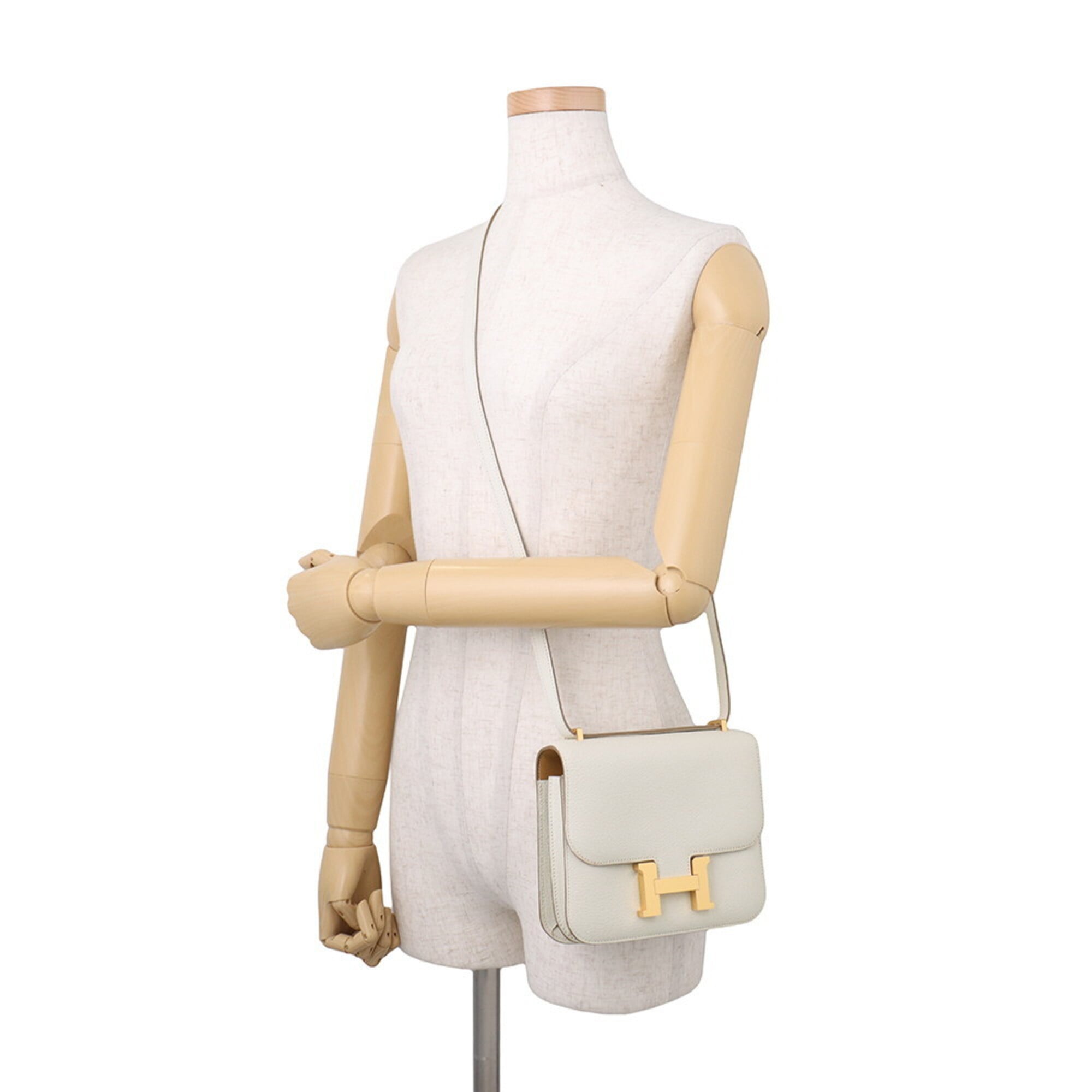 Hermes Ivory Chevre Myzore Leather Handbag (Pre-Owned)
