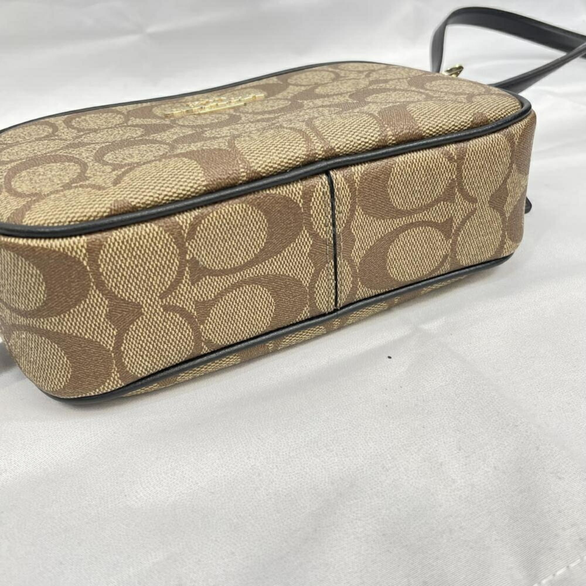 Coach Beige Signature Line Shoulder Bag (Pre-Owned)