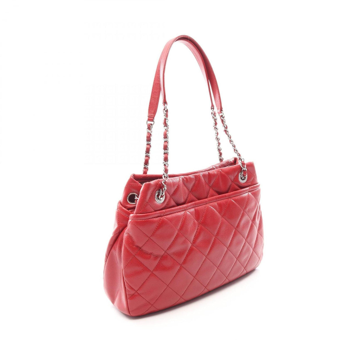 Chanel Red Color Grained Calfskin Handbag Tote Bag (Pre-Owned)