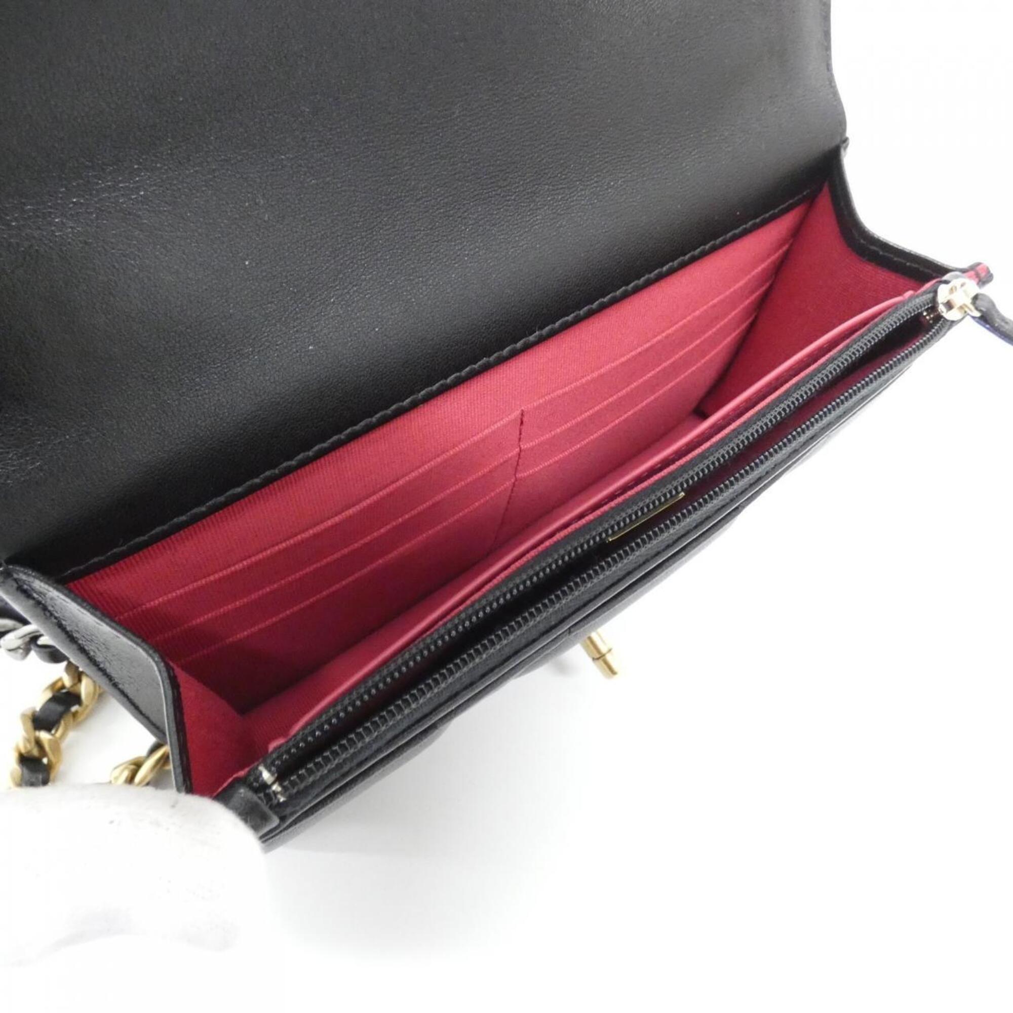 Chanel Black Leather Chain/Shoulder Wallet (Pre-Owned)