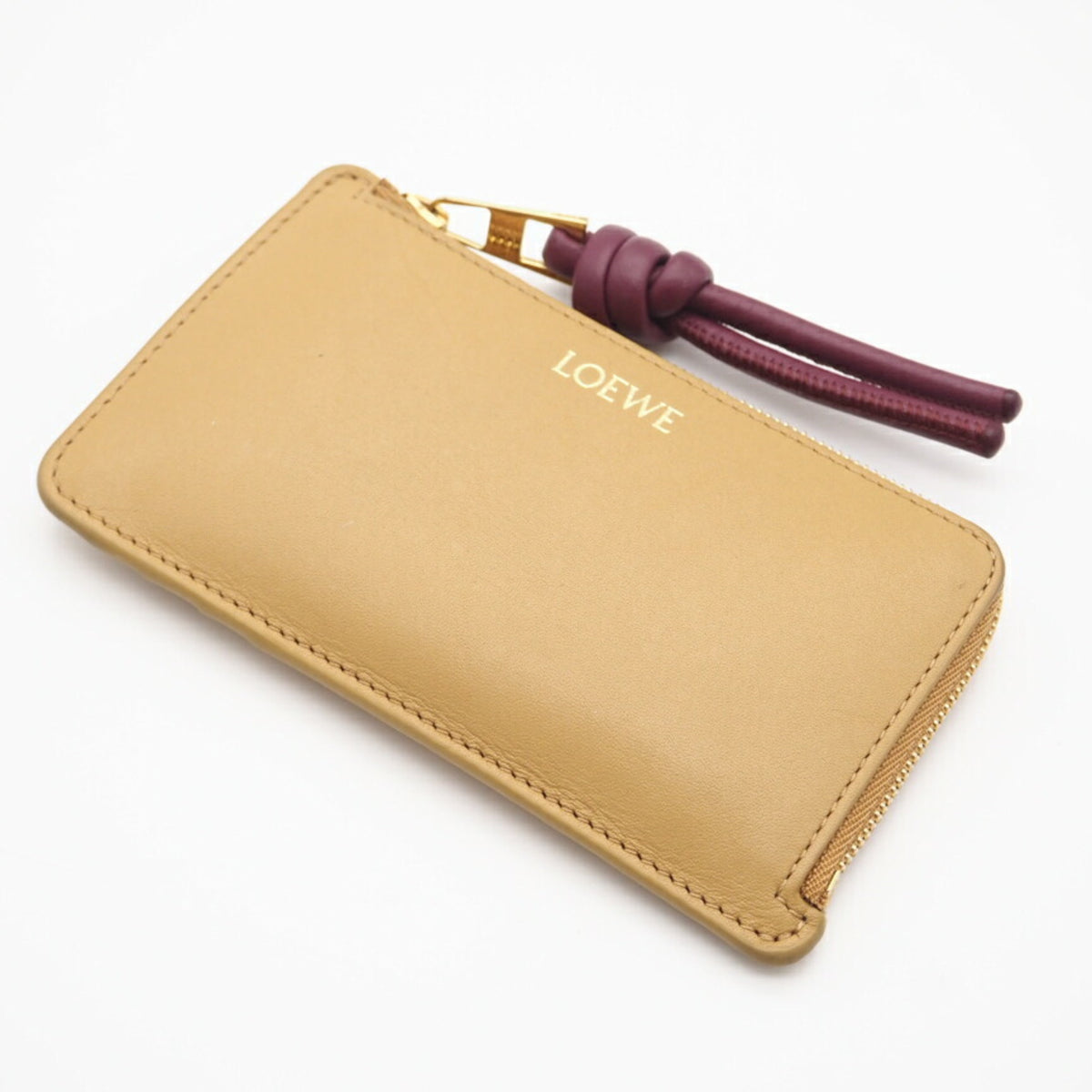 Loewe Bordeaux Yellow Leather Coin Purse/Coin Case (Pre-Owned)