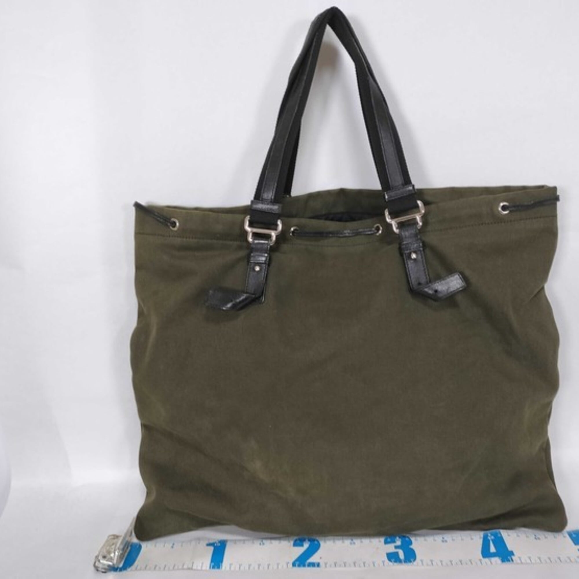 Yves Saint Laurent Kahala Khaki Brown Canvas Leather Tote Bag (Pre-Owned)