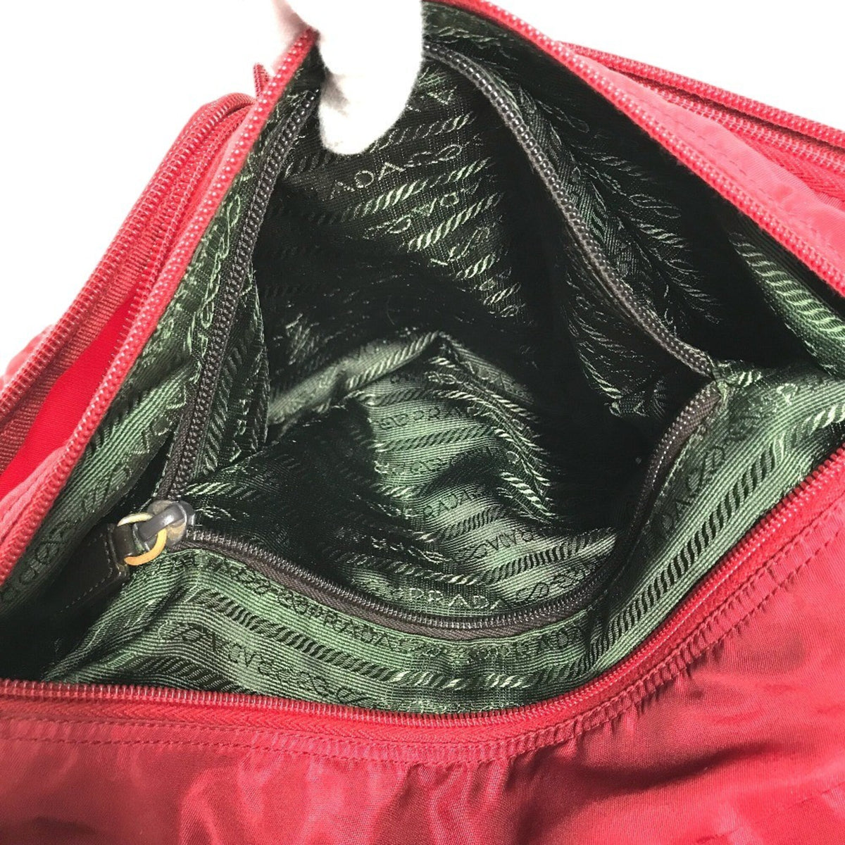 Prada Bordeaux Red Color Nylon Shoulder Bag (Pre-Owned)