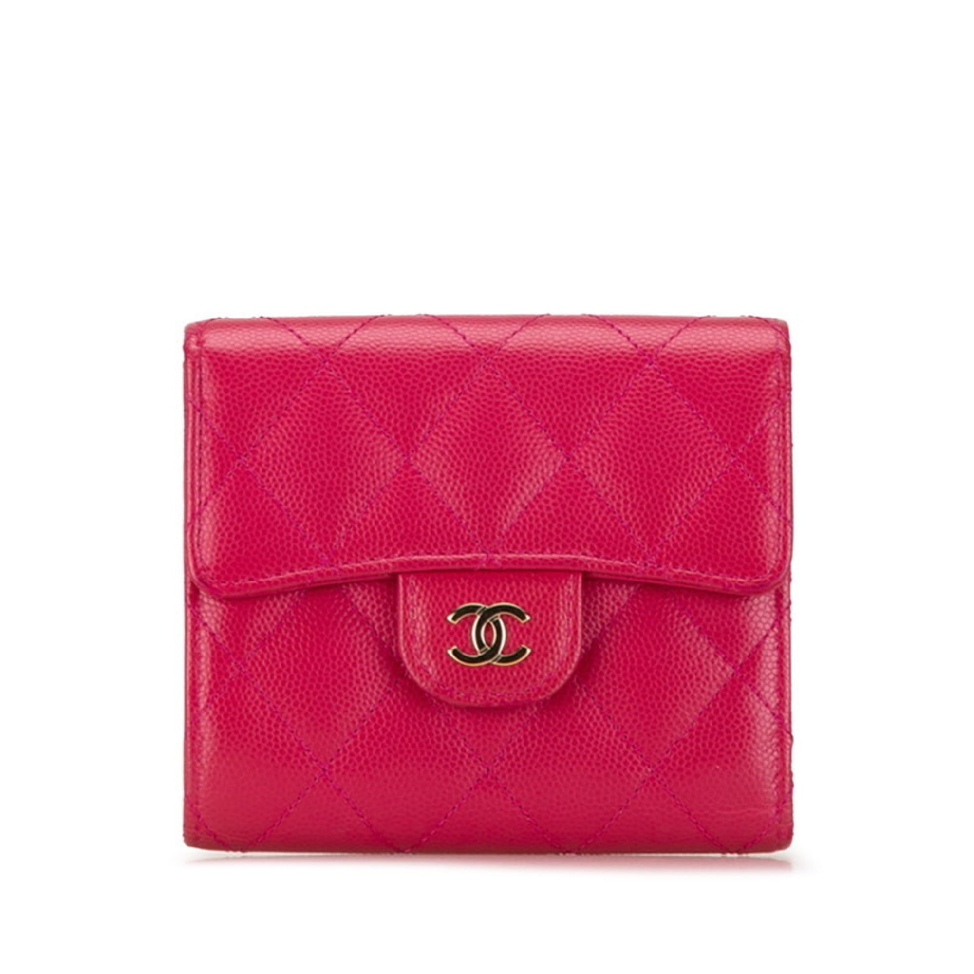 Chanel Pink Grained Calfskin Wallet (Bi-Fold) (Pre-Owned)
