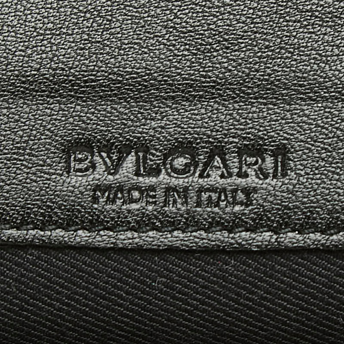 Bvlgari Gold Black Leather Long Wallet (Bi-Fold) (Pre-Owned)