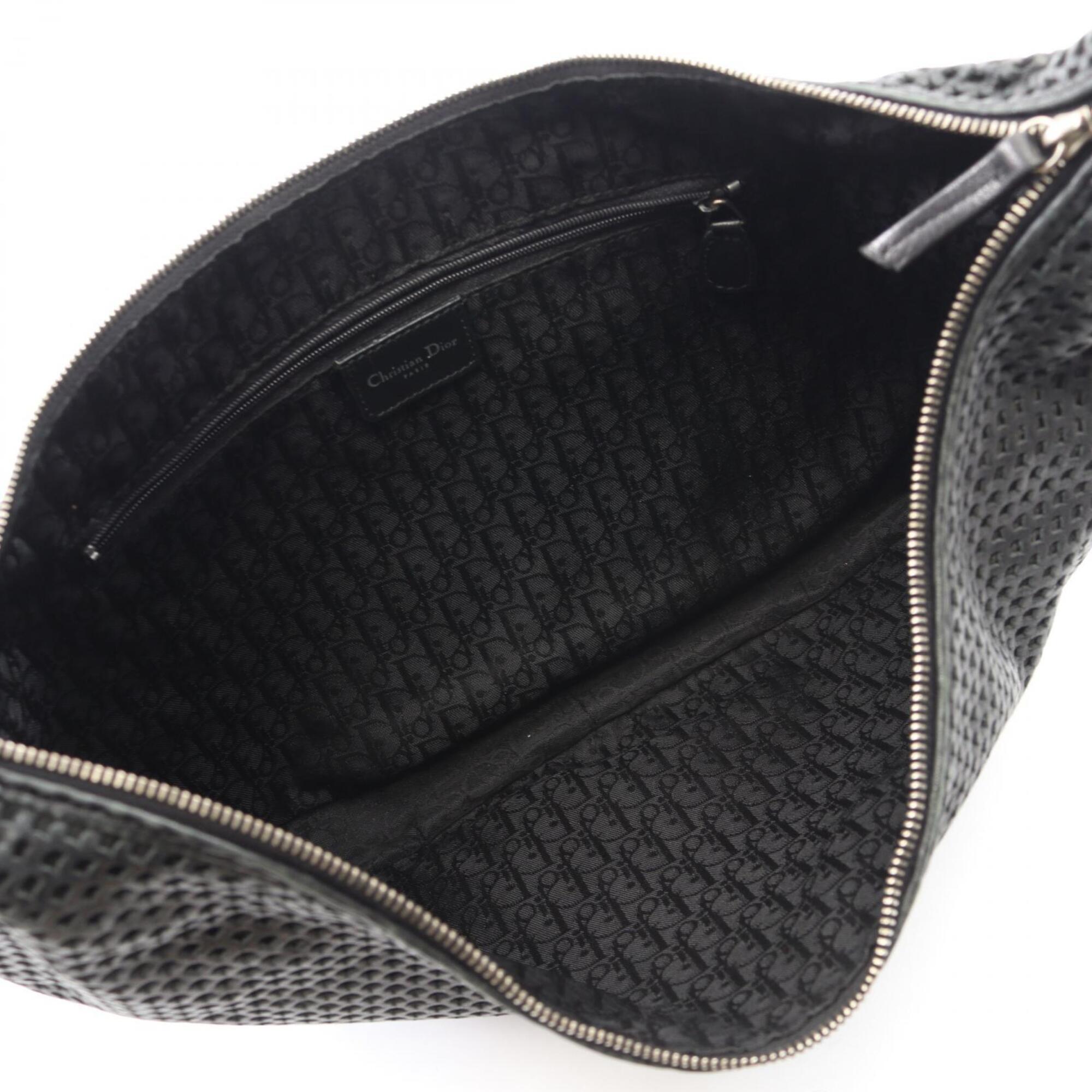 Christian Dior Black Leather Handbag Shoulder Bag (Pre-Owned)