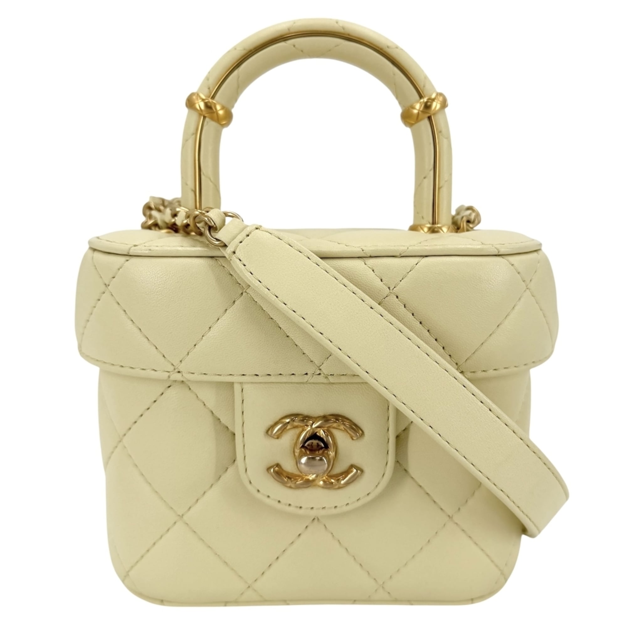 Chanel Matelasse Yellow Leather Handbag Shoulder Bag (Pre-Owned)