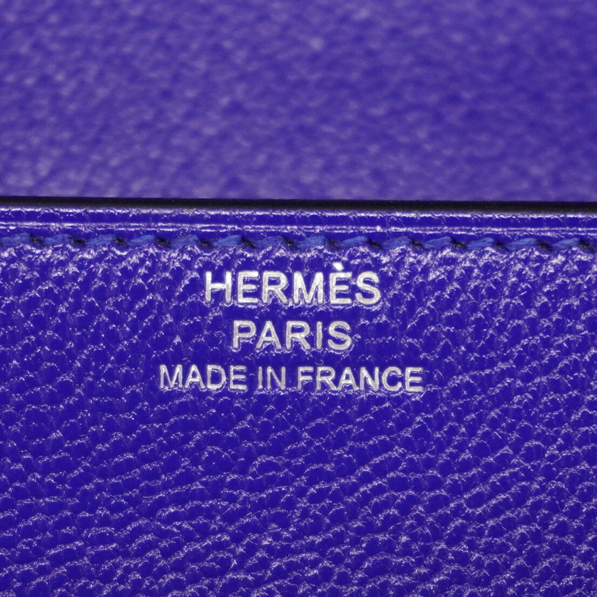 Hermes Blue Electric Evercalf Leather Chain/Shoulder Wallet (Pre-Owned)