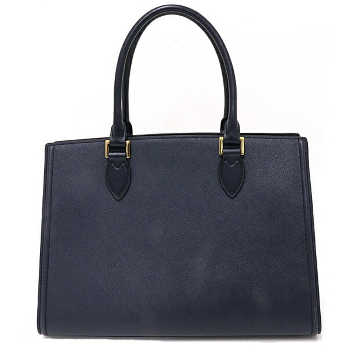 Prada Saffiano Navy Saffiano Handbag (Pre-Owned)