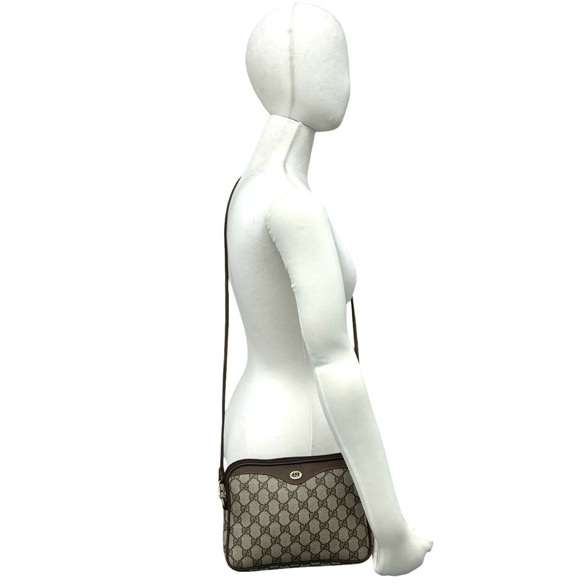 Gucci Brown Leather Pvc Pochette Shoulder Bag (Pre-Owned)