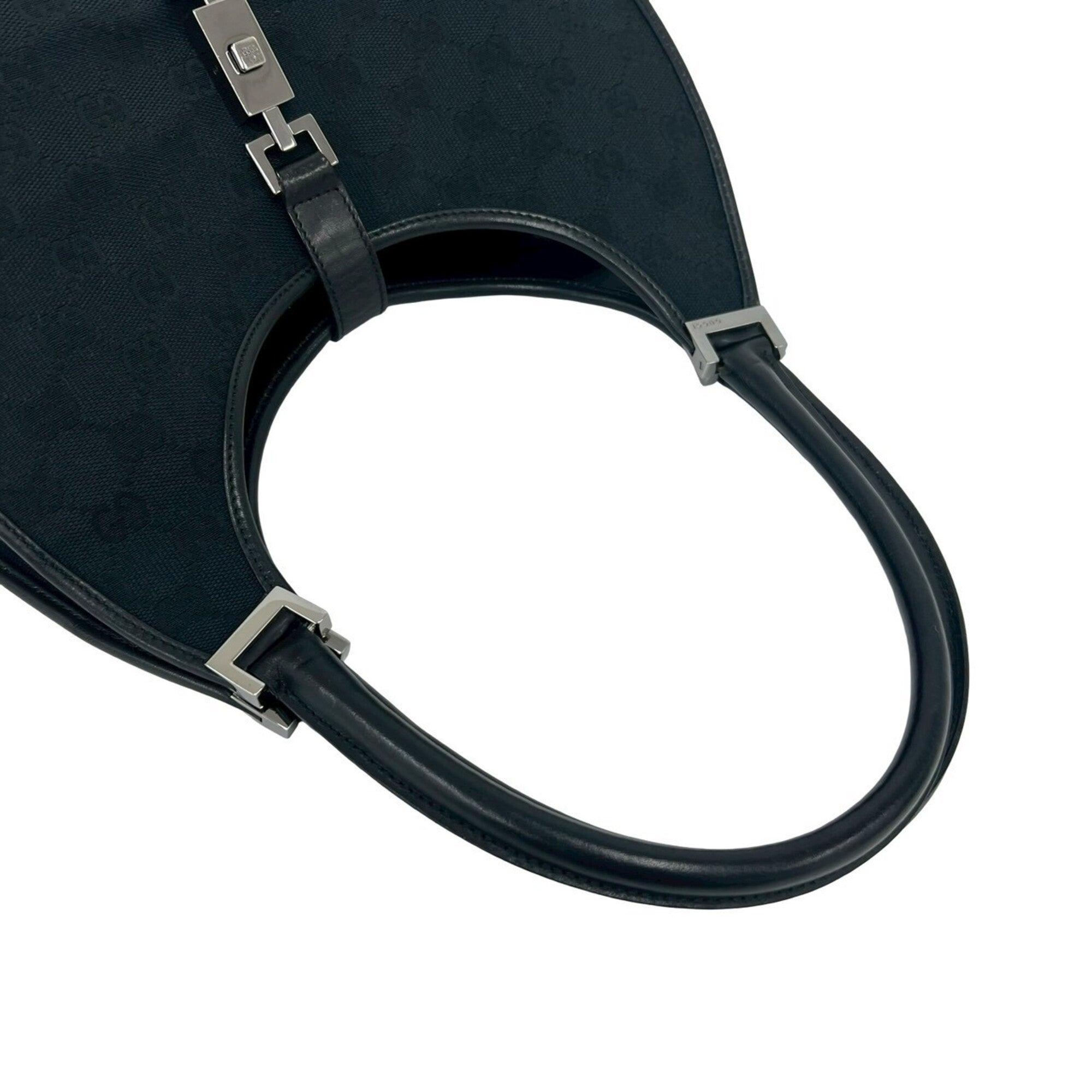 Gucci Black Canvas Leather Handbag Shoulder Bag Tote Bag (Pre-Owned)
