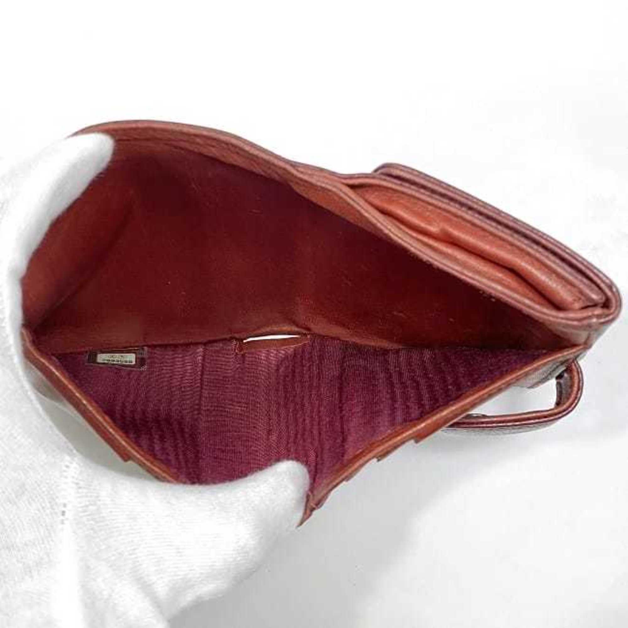 Chanel Red Color Grained Calfskin Leather Wallet (Bi-Fold) (Pre-Owned)
