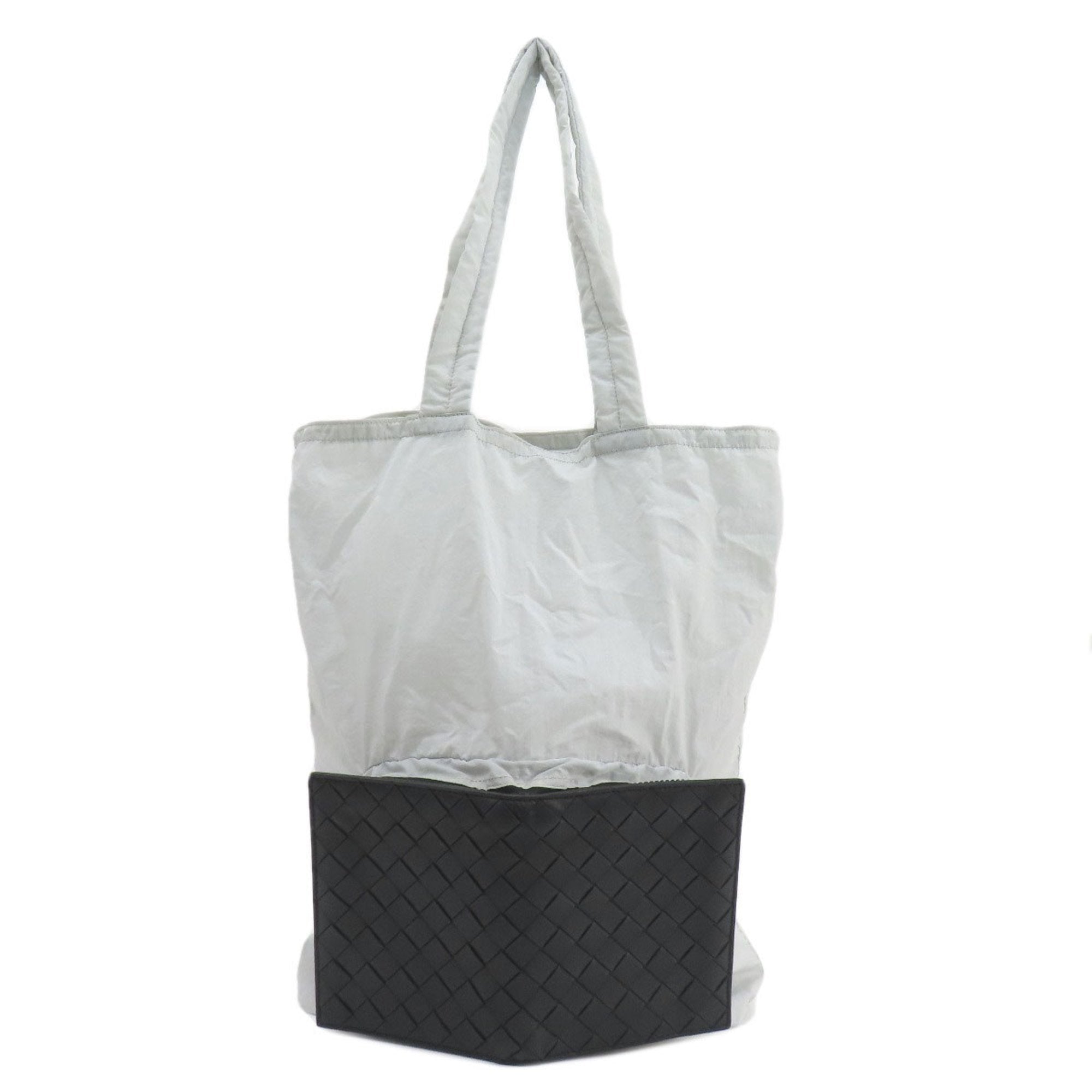 Bottega Veneta Intrecciato Black Leather Nylon Eco-Bag Tote Bag (Pre-Owned)