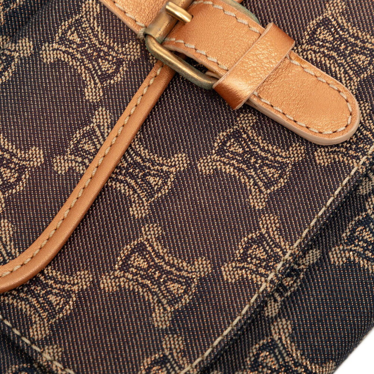Celine Navy Orange Denim Leather Handbag (Pre-Owned)