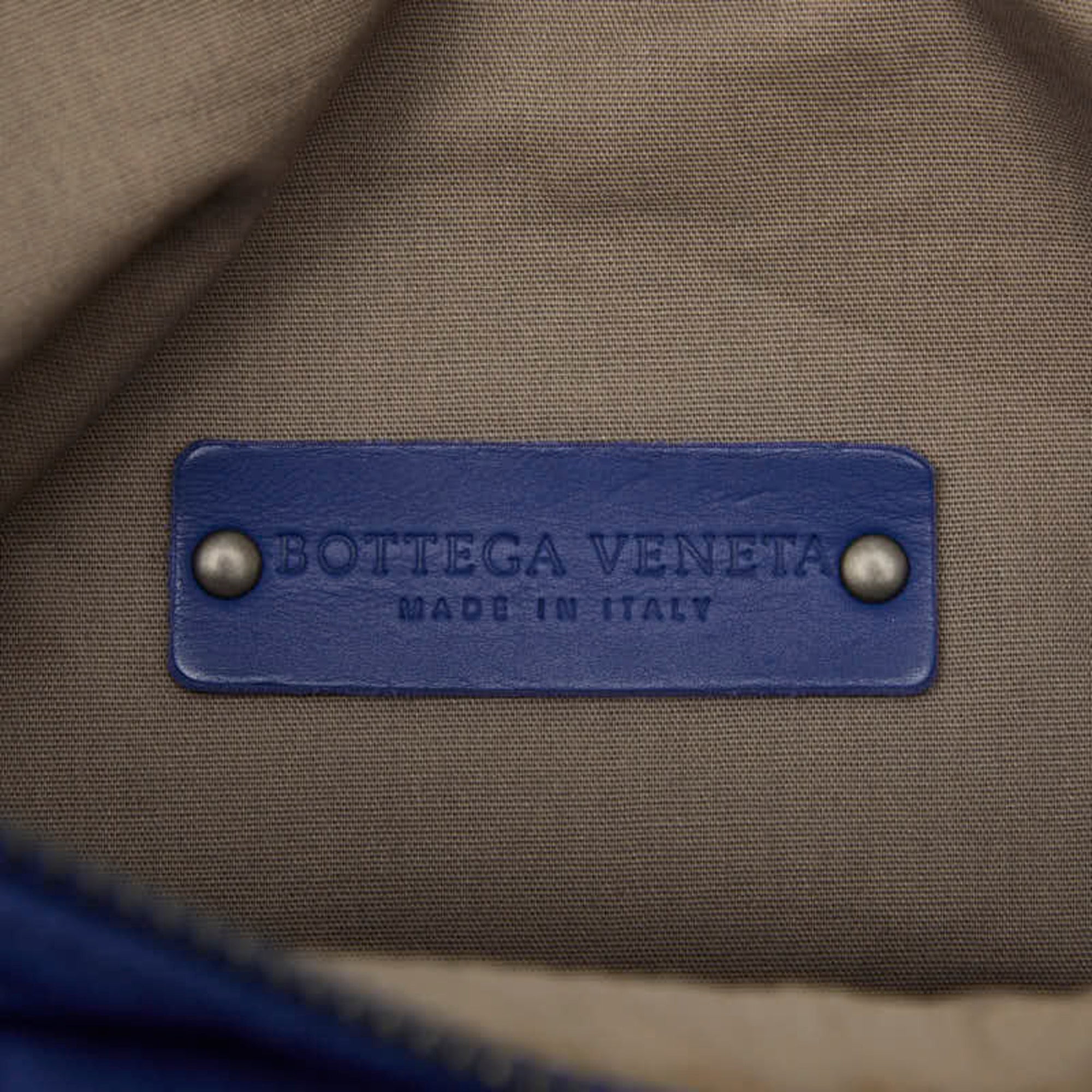 Bottega Veneta Intrecciato Blue Canvas Leather Messenger Bag Shoulder Bag (Pre-Owned)