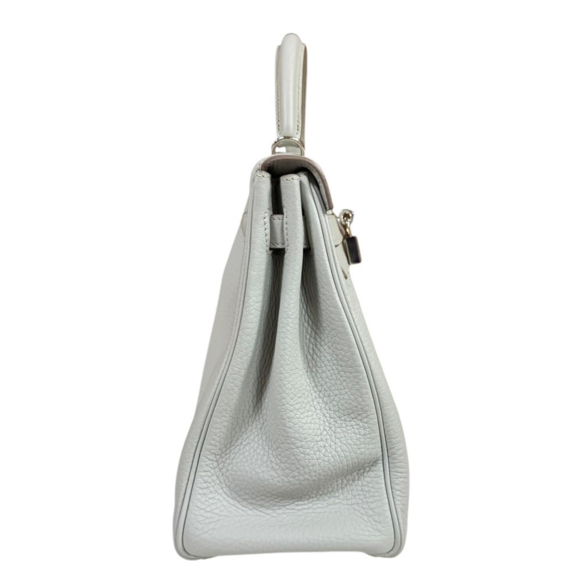 Hermes Gray Taurillon Clemence Leather Shoulder Bag (Pre-Owned)