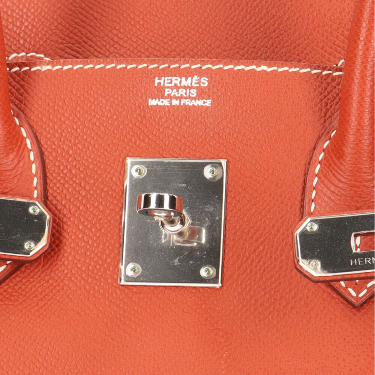 Hermes Orange Sanguine White Epsom Leather Handbag (Pre-Owned)