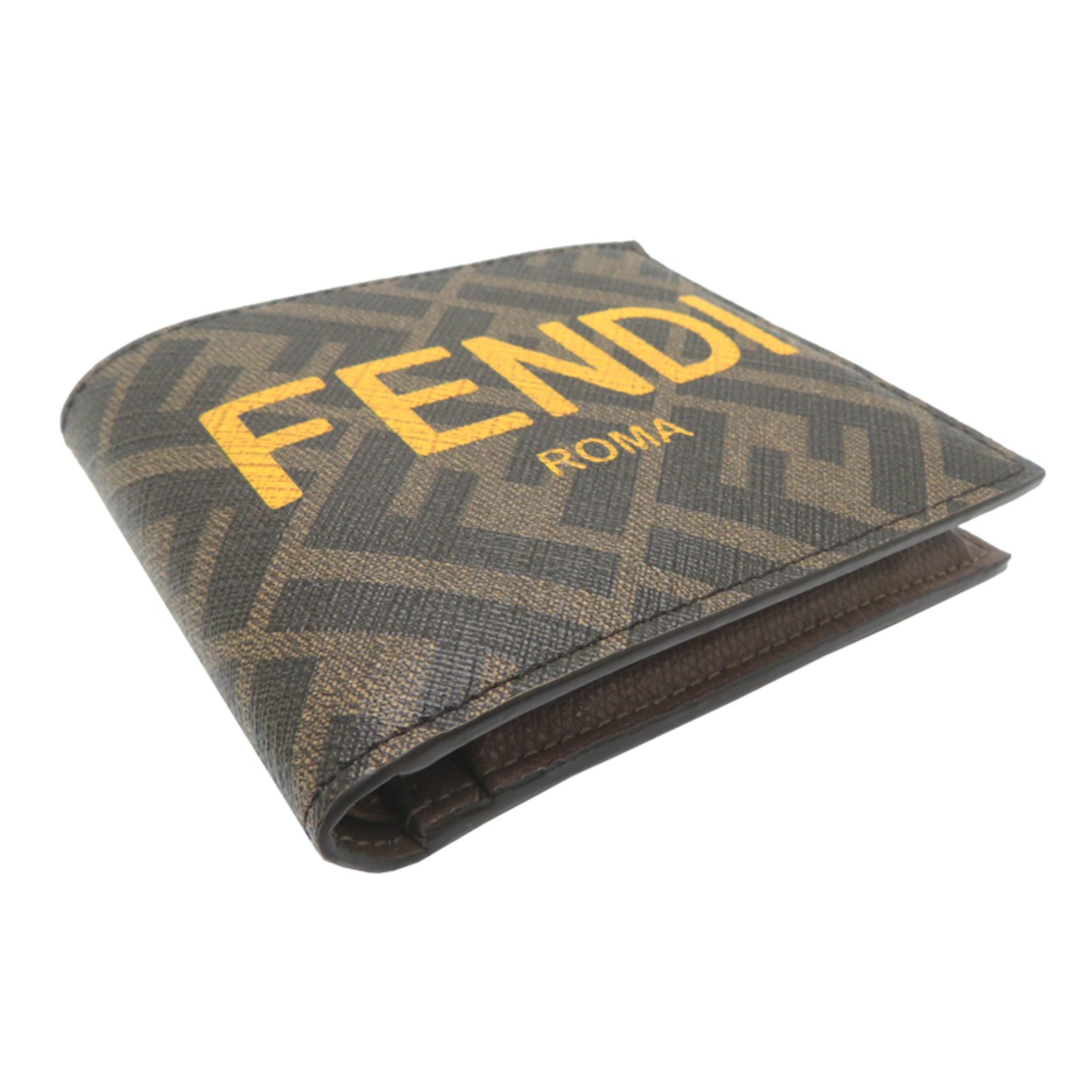 Fendi Brown Yellow Pvc Leather Wallet (Bi-Fold) (Pre-Owned)