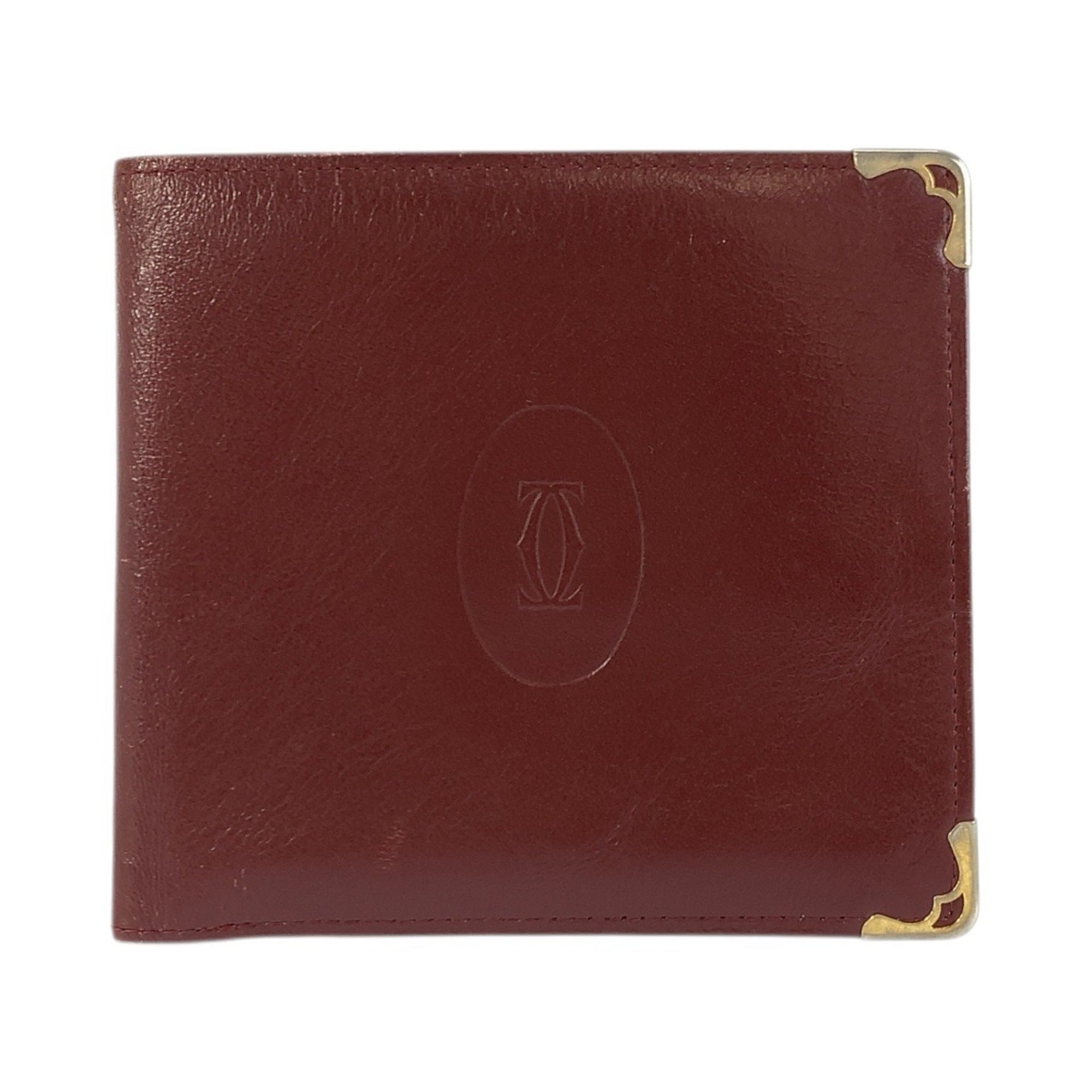 Cartier Bordeaux Leather Bill Wallet (Bi-Fold) (Pre-Owned)