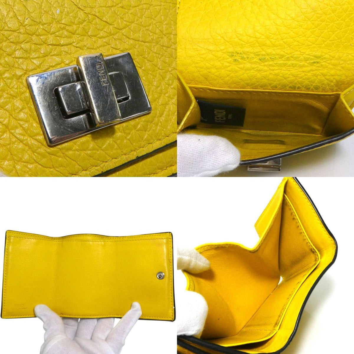 Fendi Yellow Leather Wallet (Tri-Fold) (Pre-Owned)