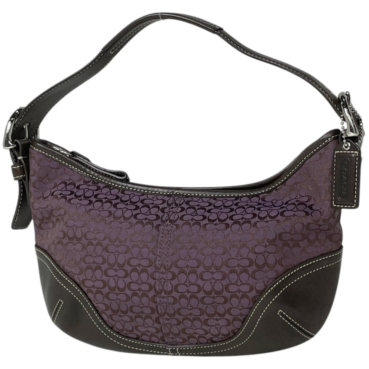 Coach Purple Signature Line Canvas Leather Shoulder Bag (Pre-Owned)