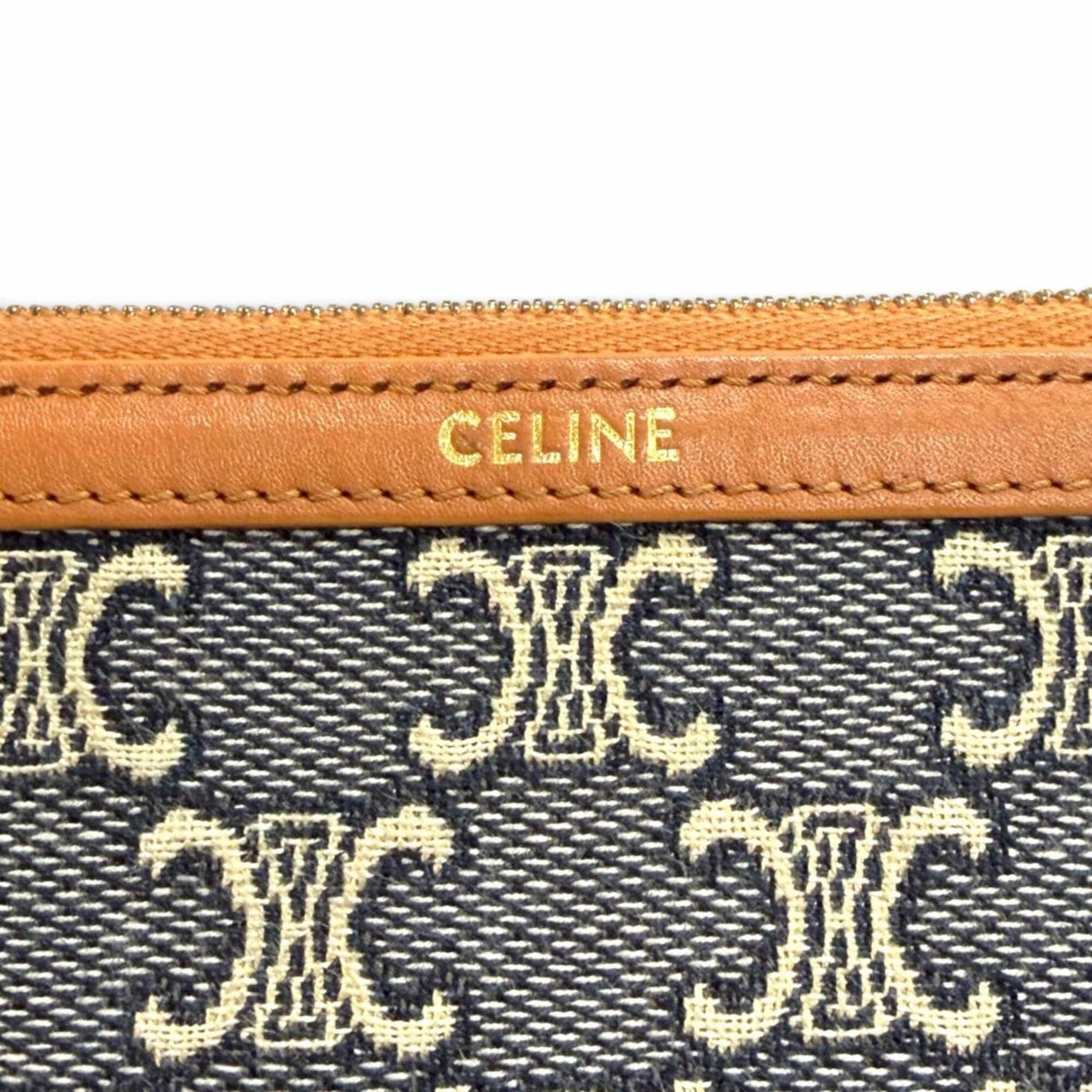 Celine Navy Canvas Leather Clutch Bag Pouch (Pre-Owned)