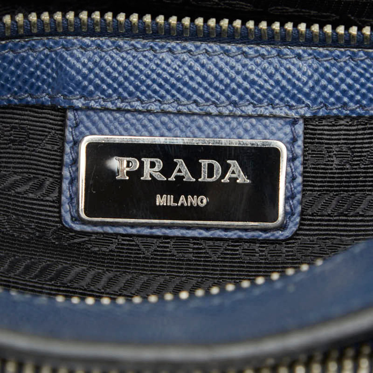 Prada Saffiano Navy Leather Shoulder Bag (Pre-Owned)