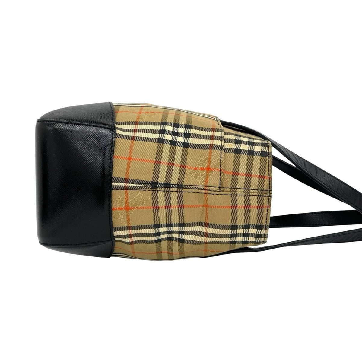 Burberry Beige Black Canvas Leather Handbag (Pre-Owned)