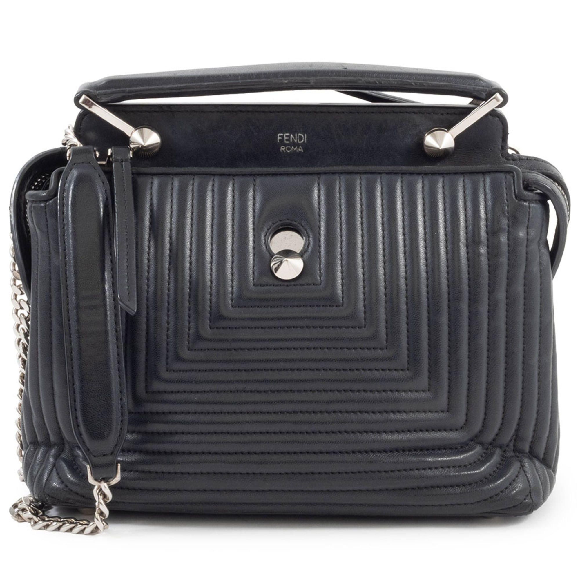 Fendi Dotcom Black Leather Shoulder Bag (Pre-Owned)