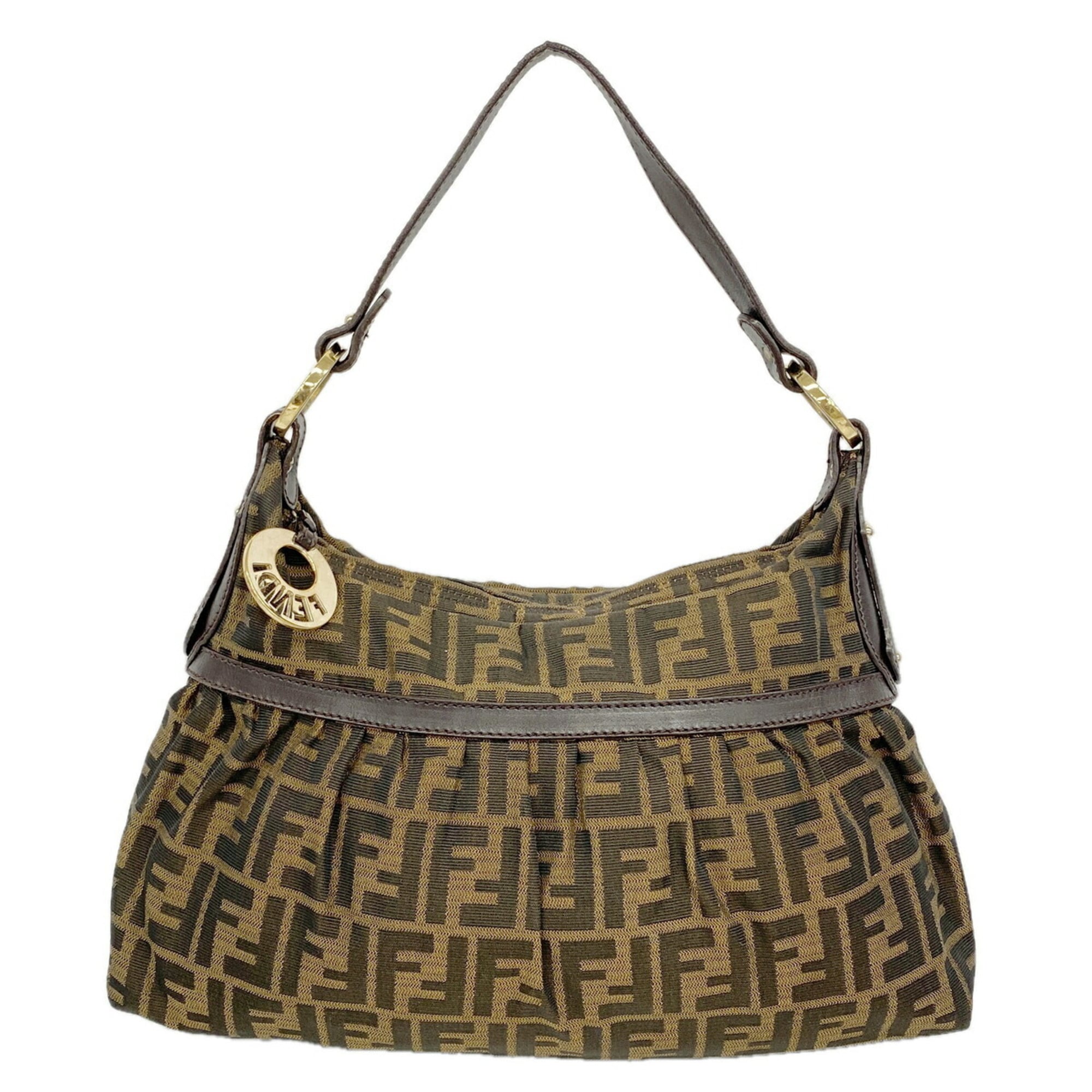 Fendi Brown Nylon Canvas Shoulder Bag (Pre-Owned)