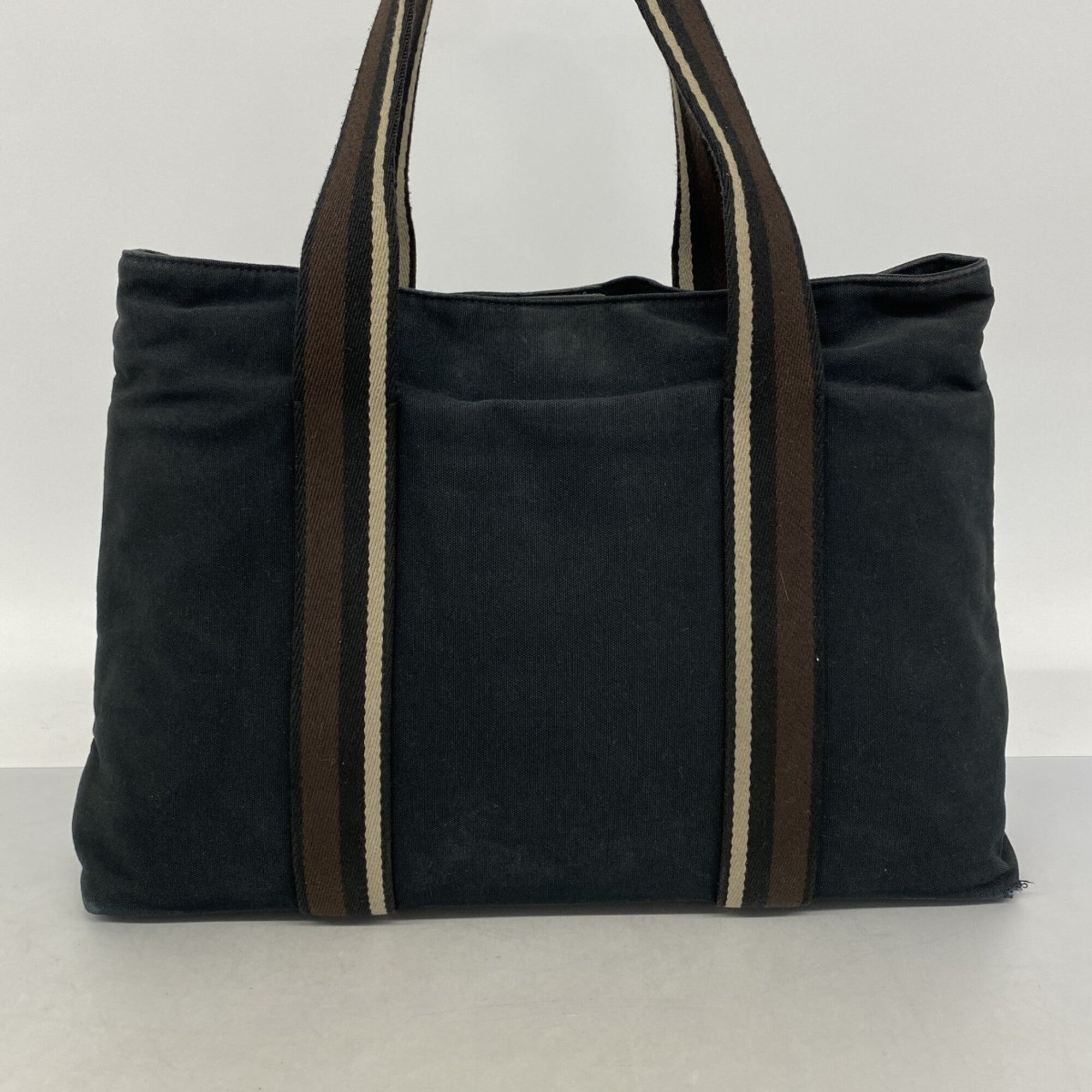 Hermes Black Brown Canvas Tote Bag (Pre-Owned)