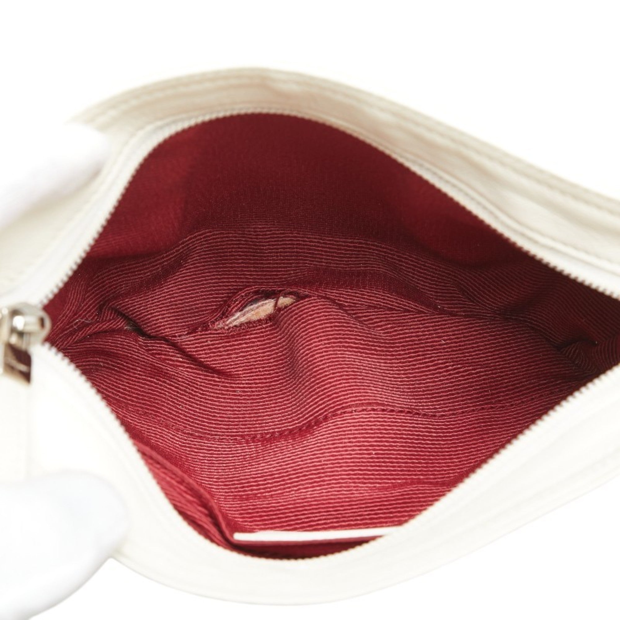 Salvatore Ferragamo Pink White Canvas Leather Shoulder Bag (Pre-Owned)