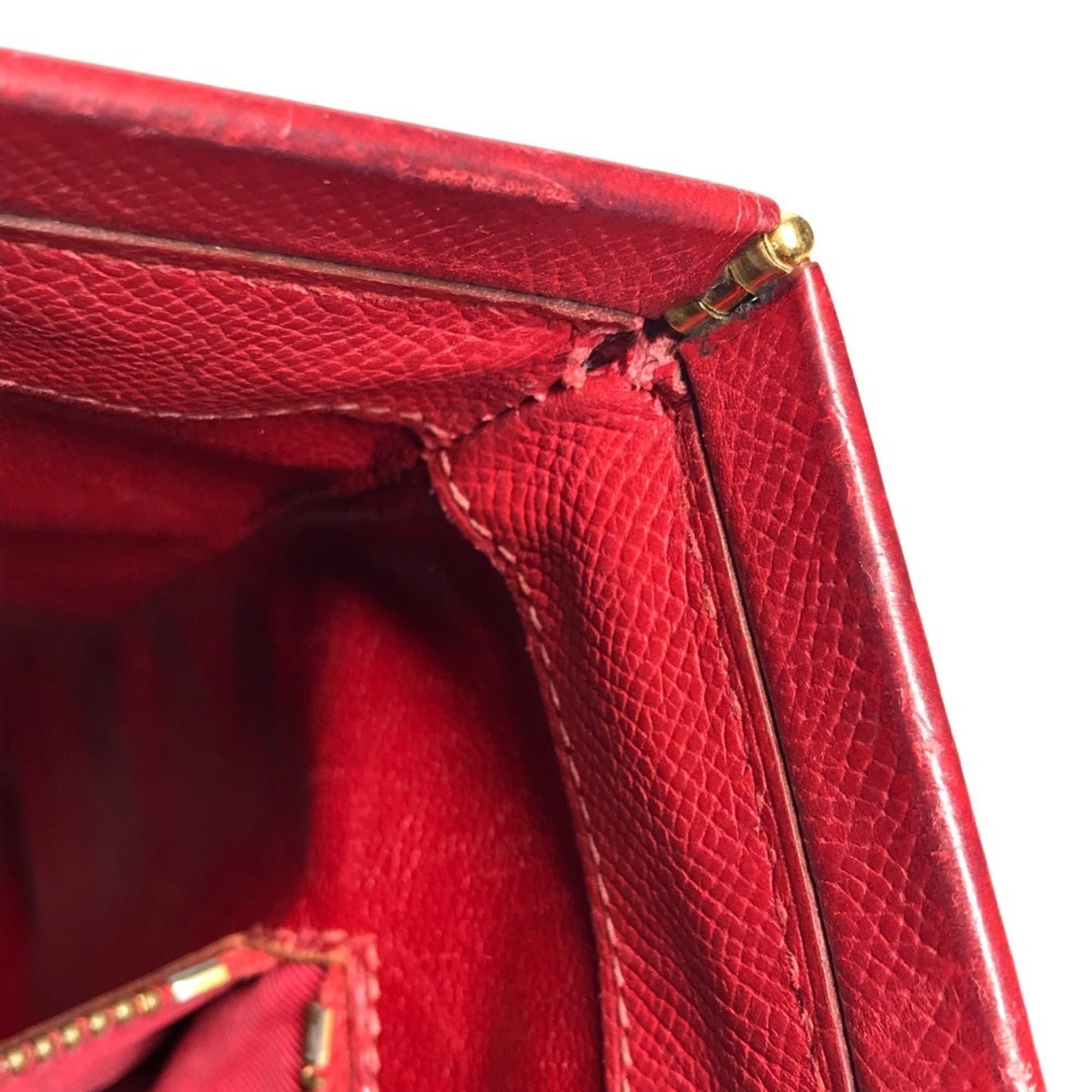Hermes Red Color Courchevel Leather Shoulder Bag Tote Bag (Pre-Owned)